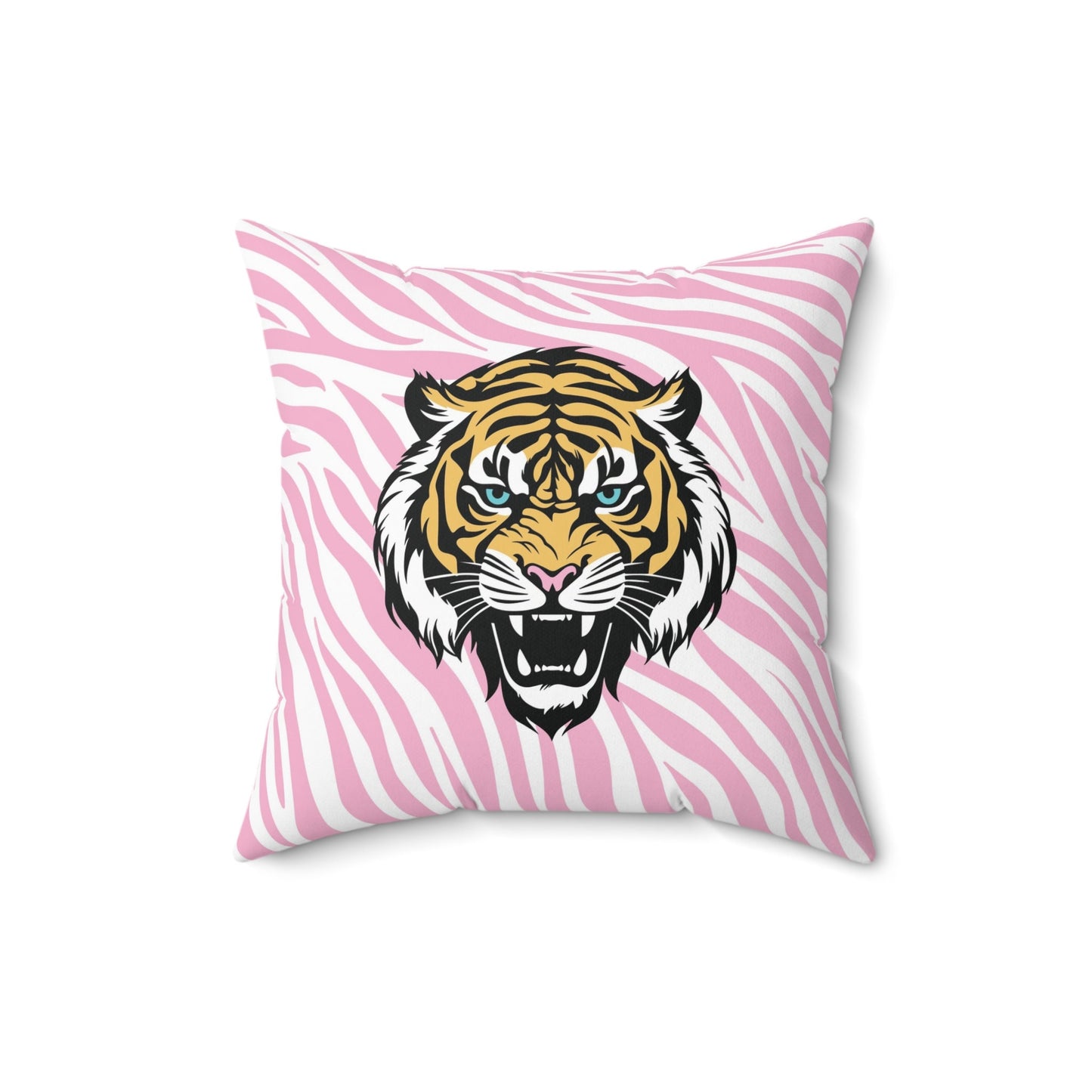 Pink Tiger Print Square Pillow