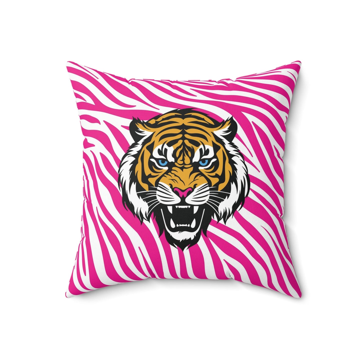 Hot Pink Striped Tiger Pillow