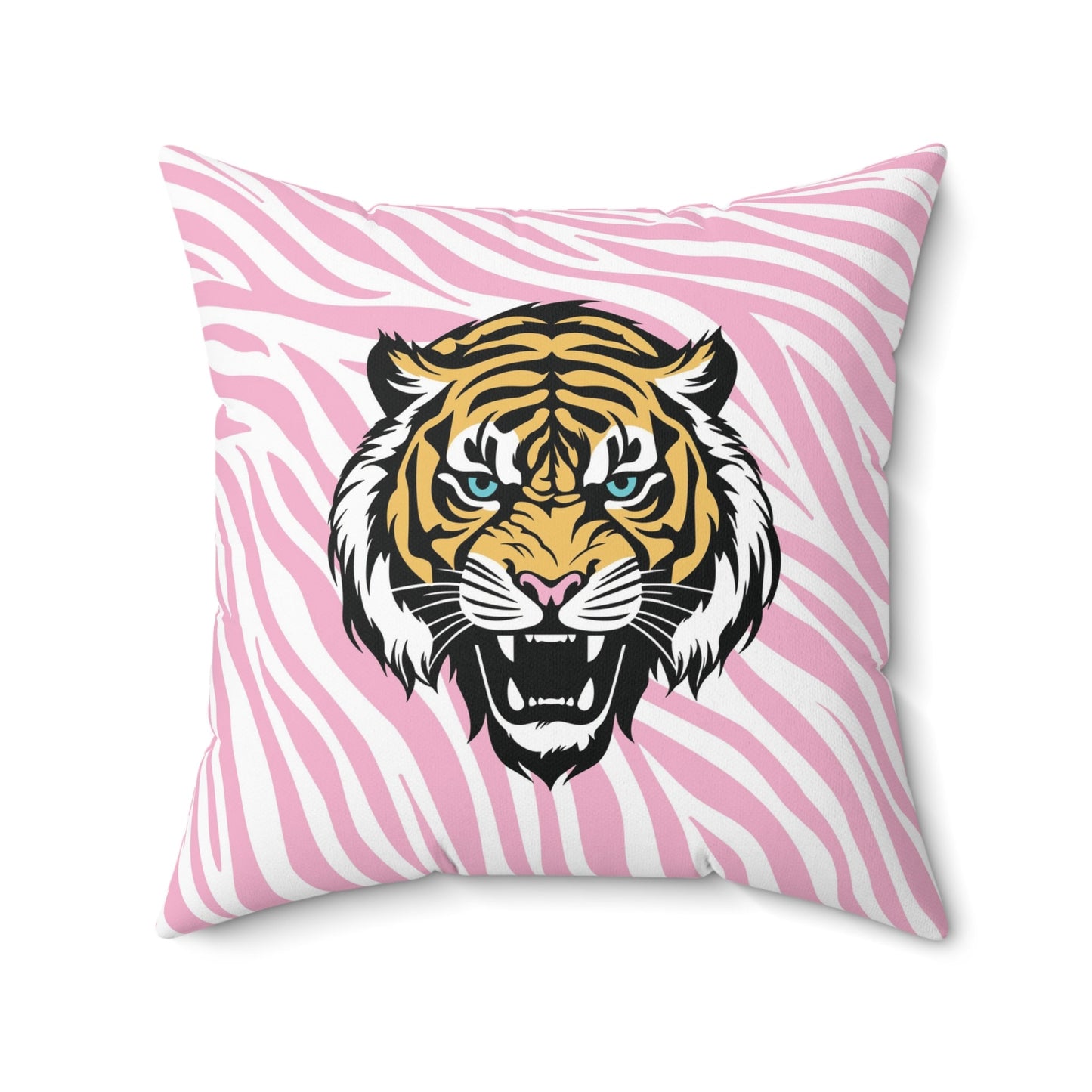 Pink Tiger Print Square Pillow