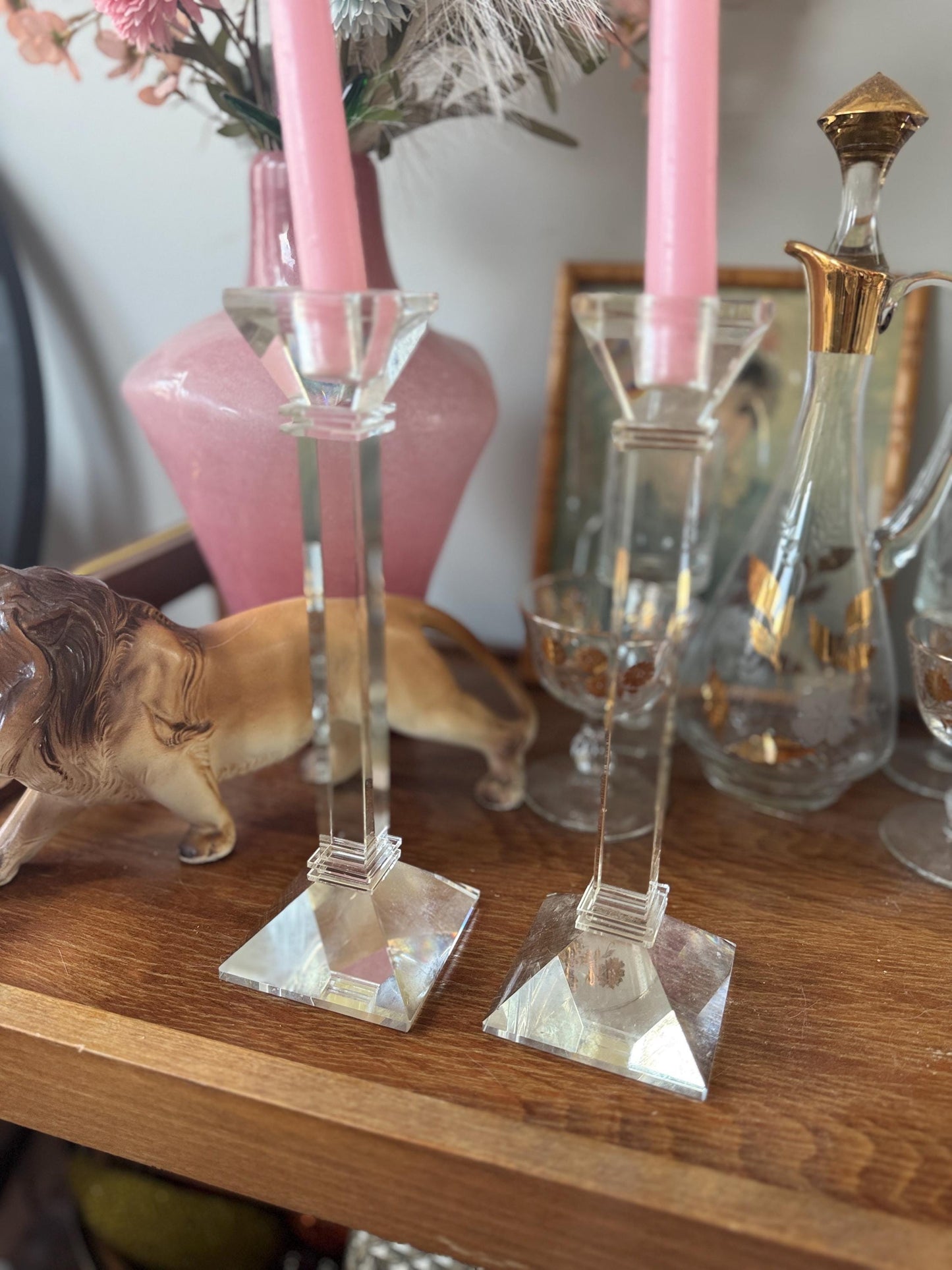 Vintage Crystal Candle Holders Candlesticks Marquis by Waterford, Set of 2