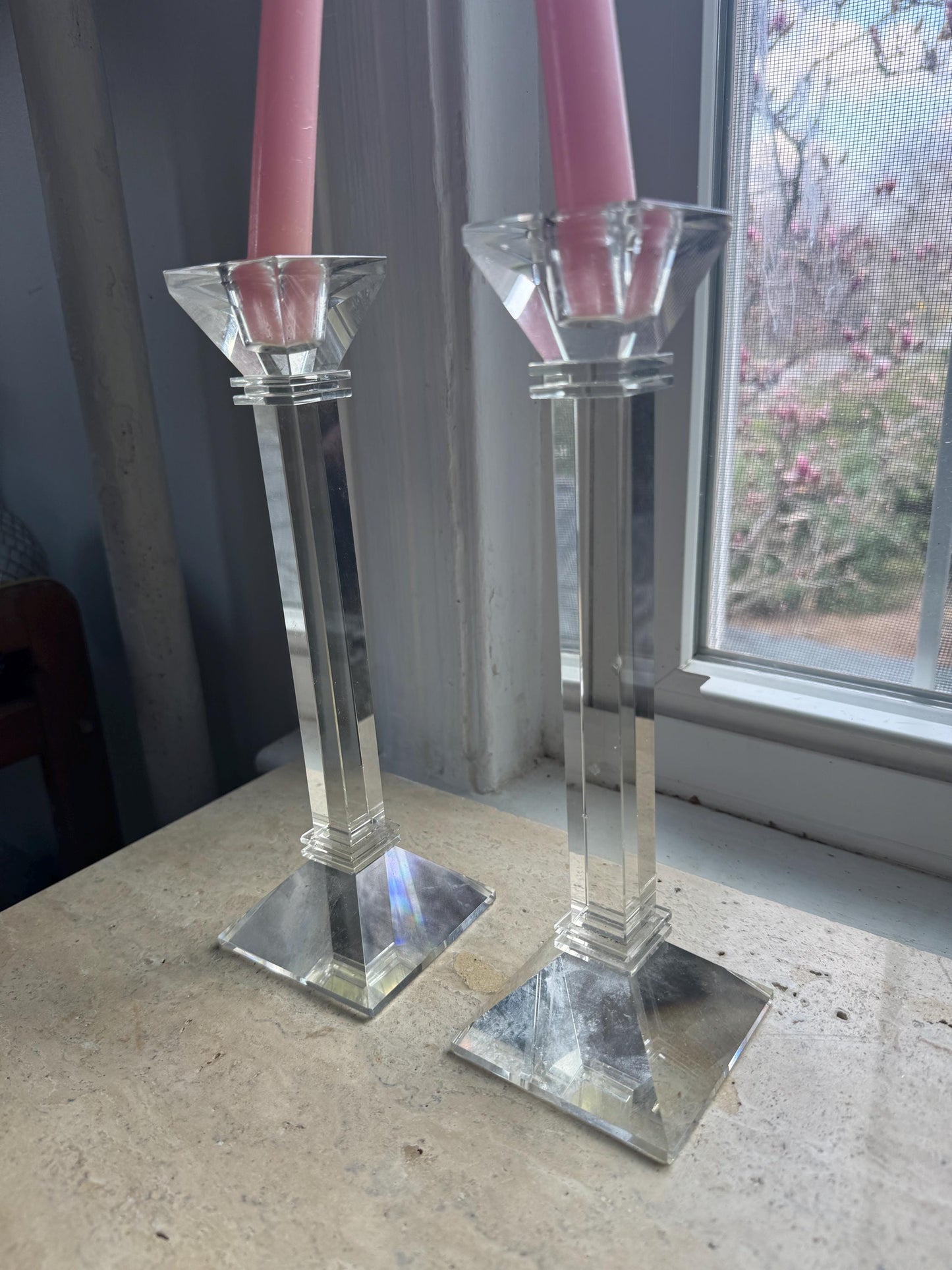 Vintage Crystal Candle Holders Candlesticks Marquis by Waterford, Set of 2