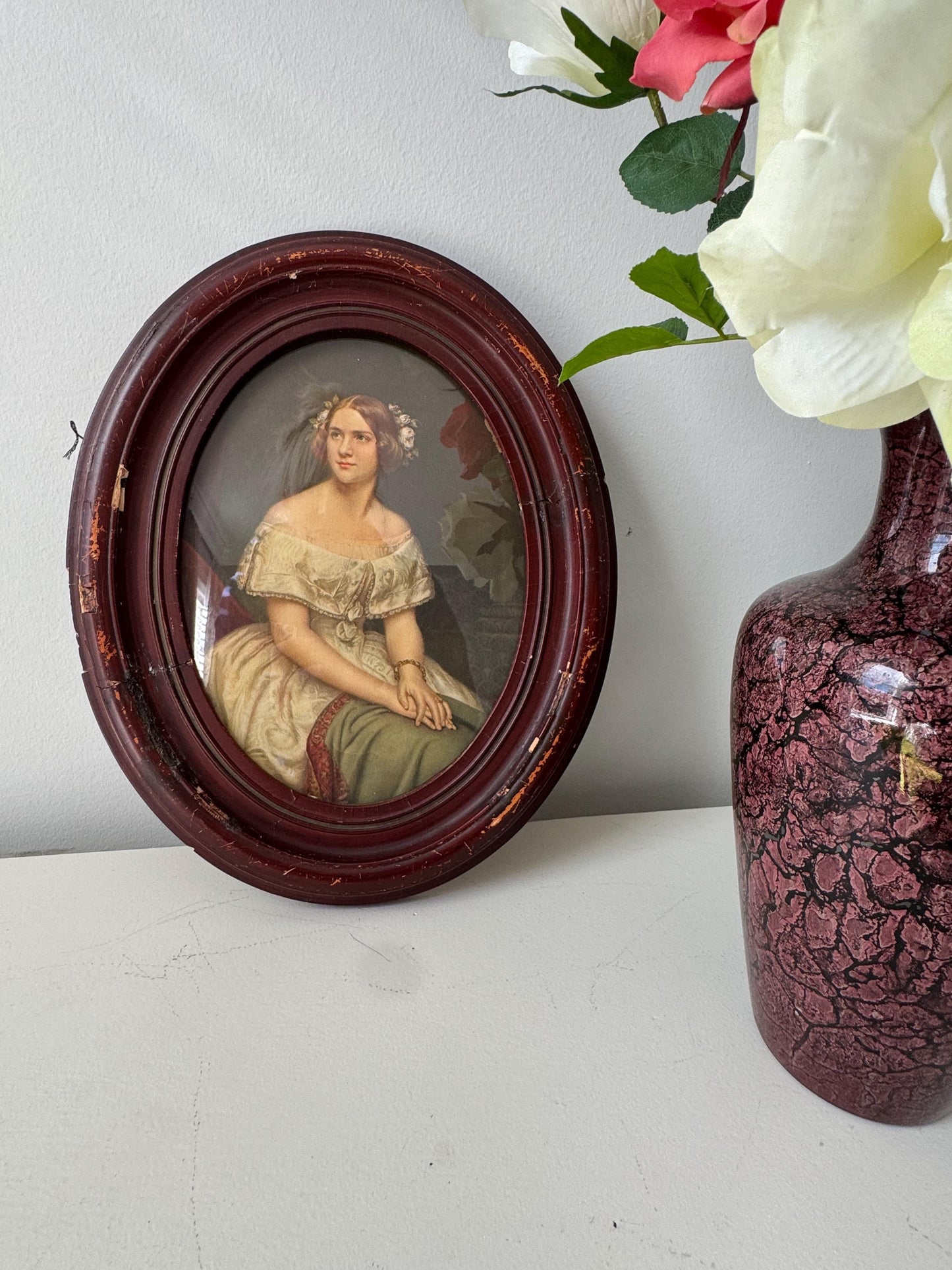 Antique Wood Oval Frame Jennie Lind Portrait Vintag, Original Wood framed print- Beautiful Victorian Woman Portrait, Collectible Oval Frame
