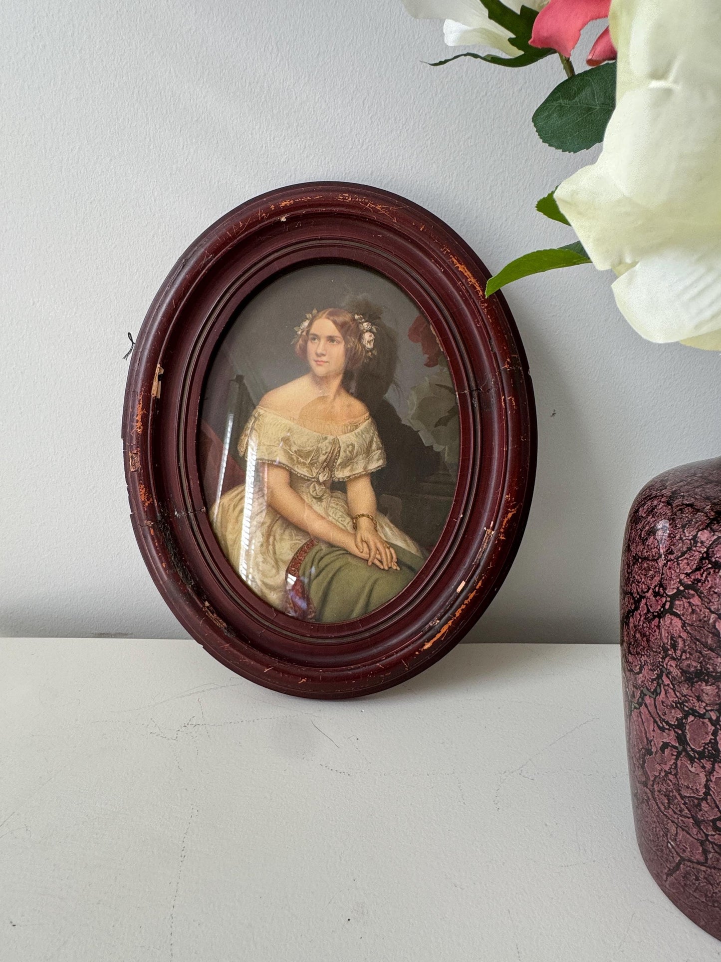 Antique Wood Oval Frame Jennie Lind Portrait Vintag, Original Wood framed print- Beautiful Victorian Woman Portrait, Collectible Oval Frame