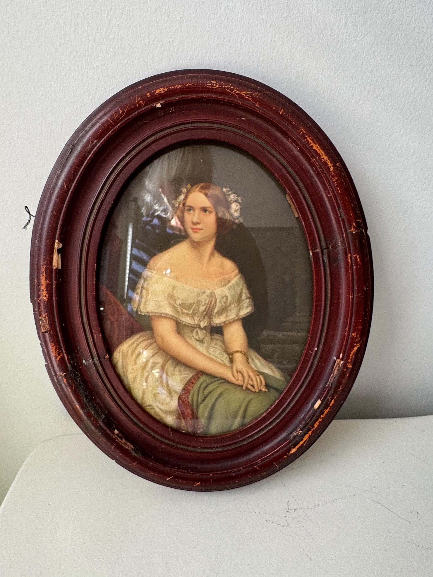 Antique Wood Oval Frame Jennie Lind Portrait Vintag, Original Wood framed print- Beautiful Victorian Woman Portrait, Collectible Oval Frame