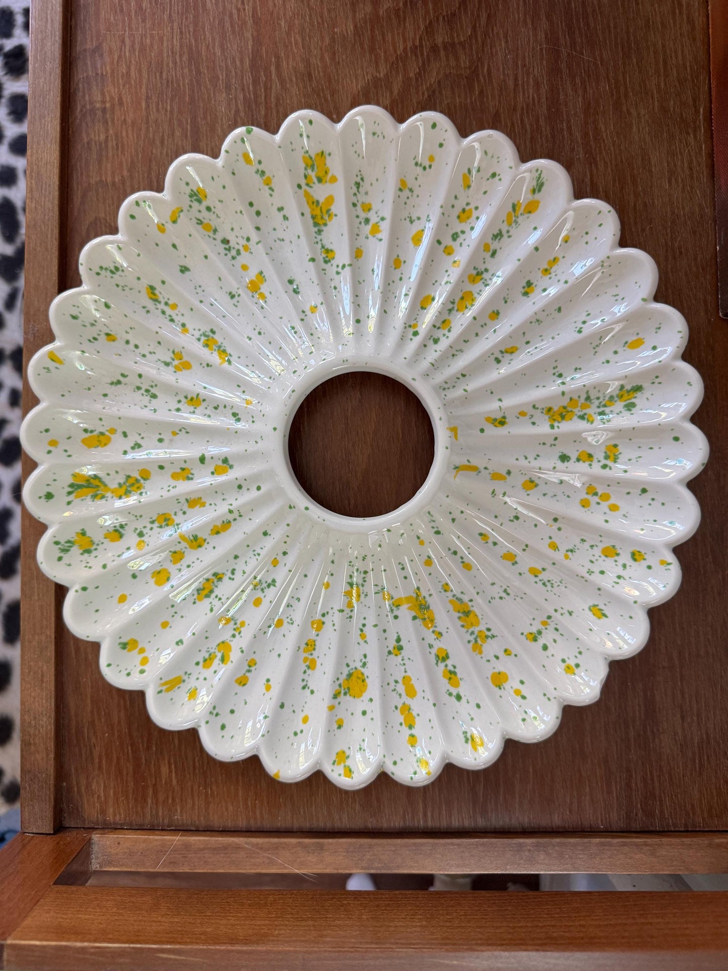 Vintage Splatter Ceramic Chip And Dip Platter, Appetizer Dish, Mid Century Modern 1970s Hosting Serving Dish Kitchenware Housewarming Gift