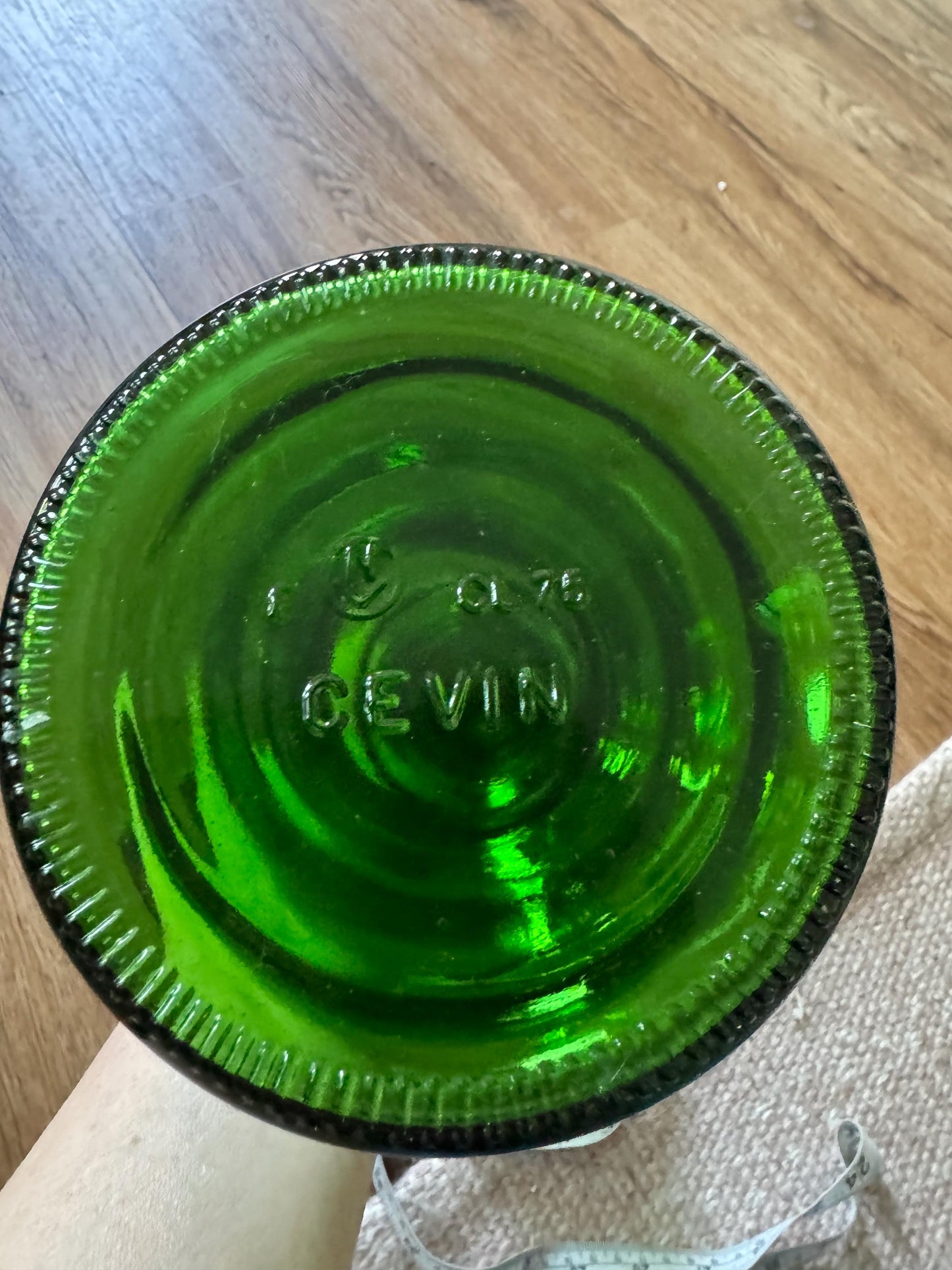 Vintage Mid Century Italian Cevin Green Glass Candle Lamp Genie Bottle, Vintage Wine Green Bottle Candle Lamp, Rare Find Candle Holder