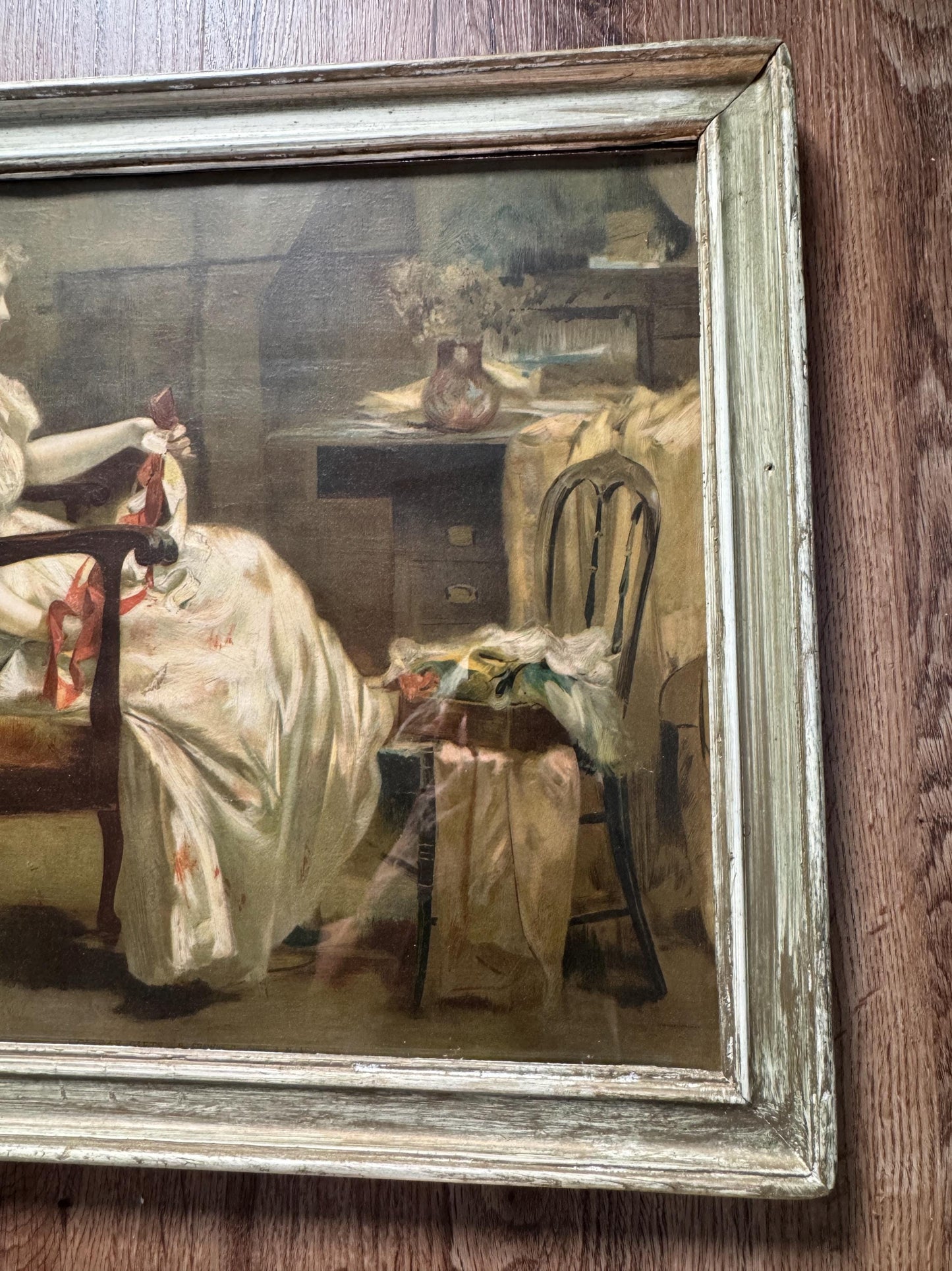 Francis Coates Jones Oil Painting Antique Reproductions Girl With Ribbon, 19th Century Artist Young Girl Portrait, Old Wooden Ornate Frame