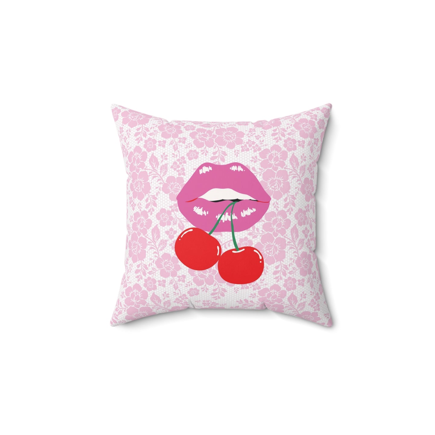 Pink Lace Cherry Kiss Pillow