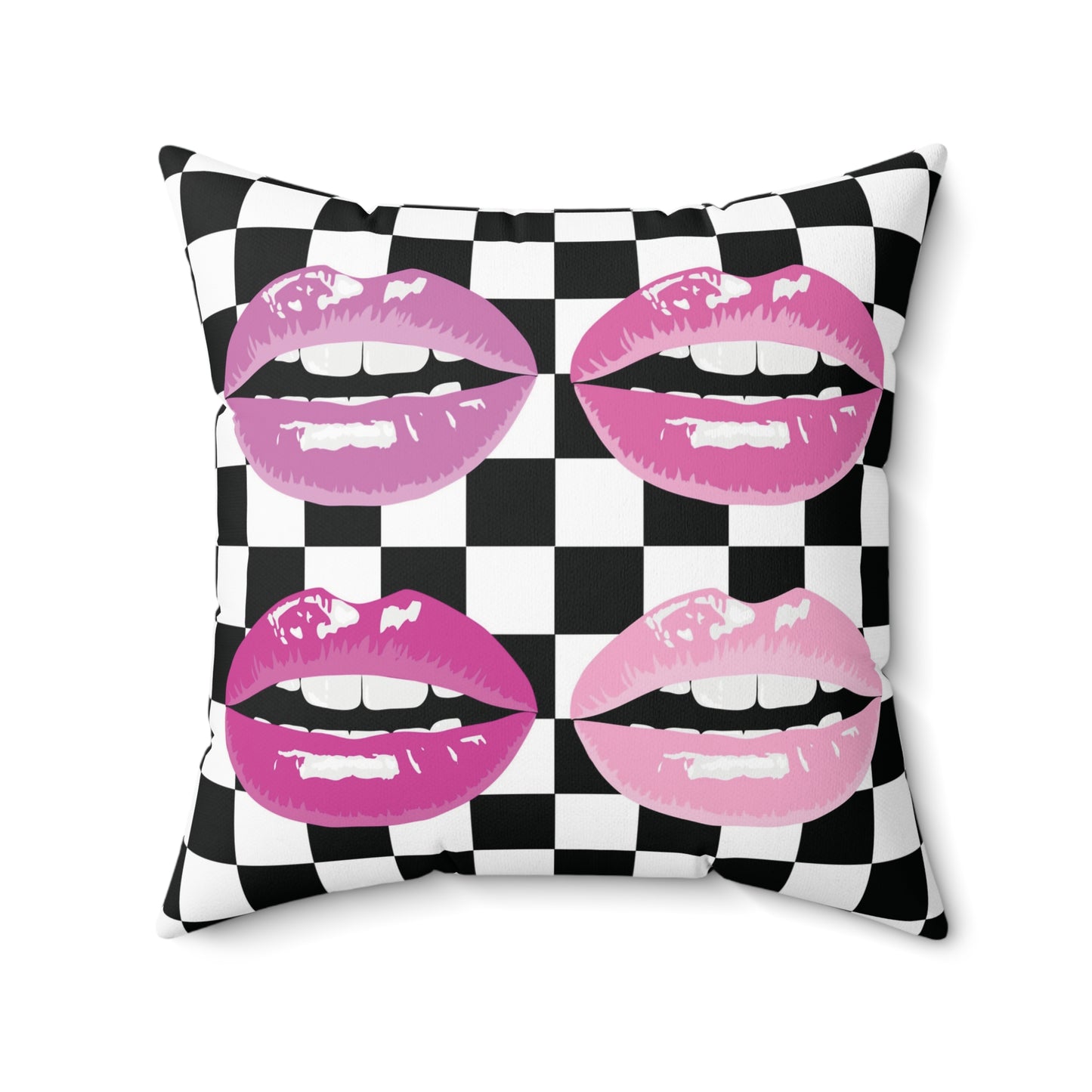 Pink Kiss Check Pillow