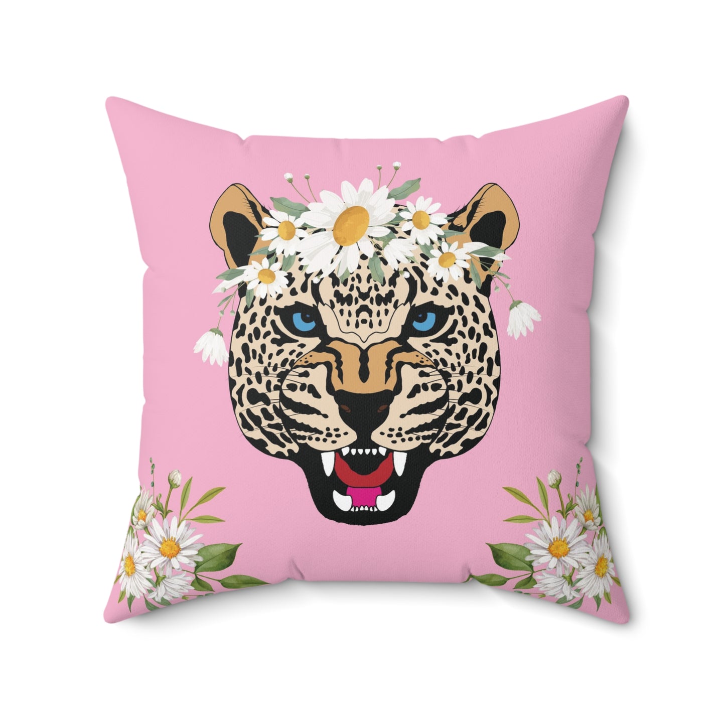 Daisy Roar Pink Checkered Pillow