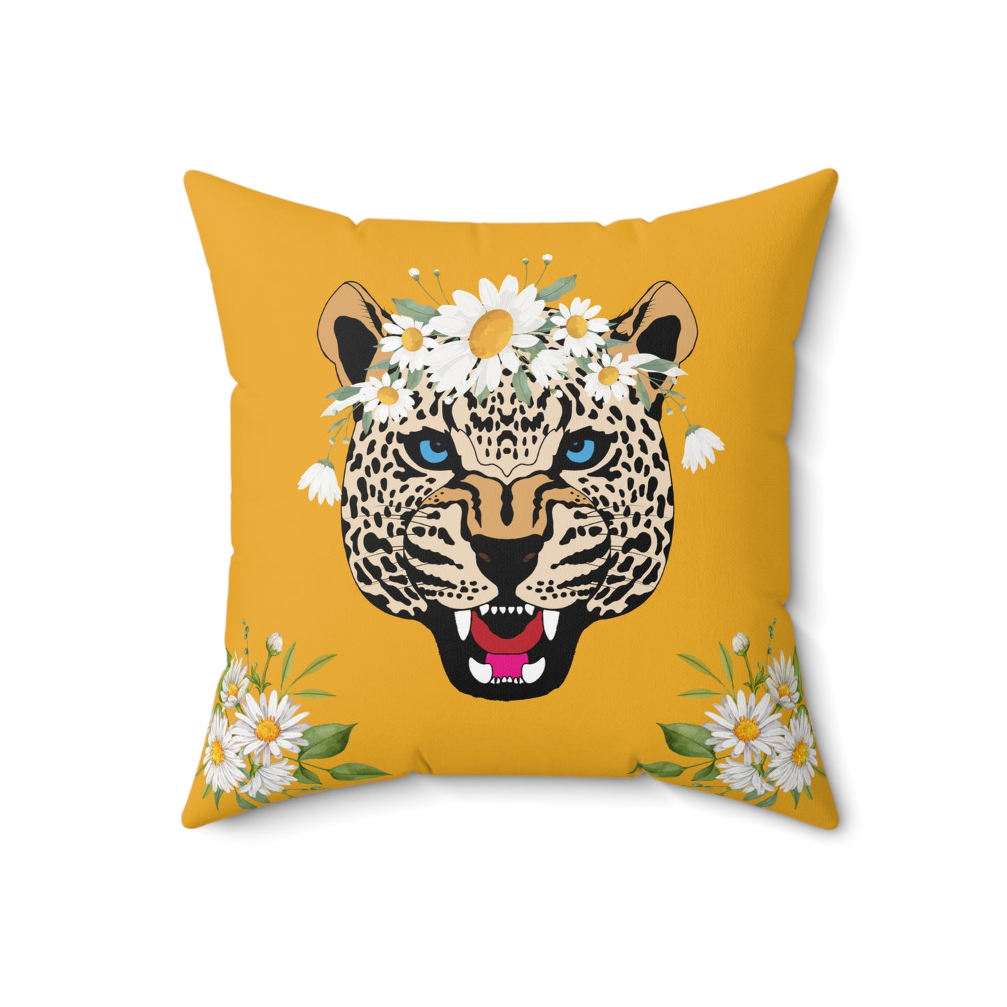 Daisy Roar Yellow Checkered Pillow