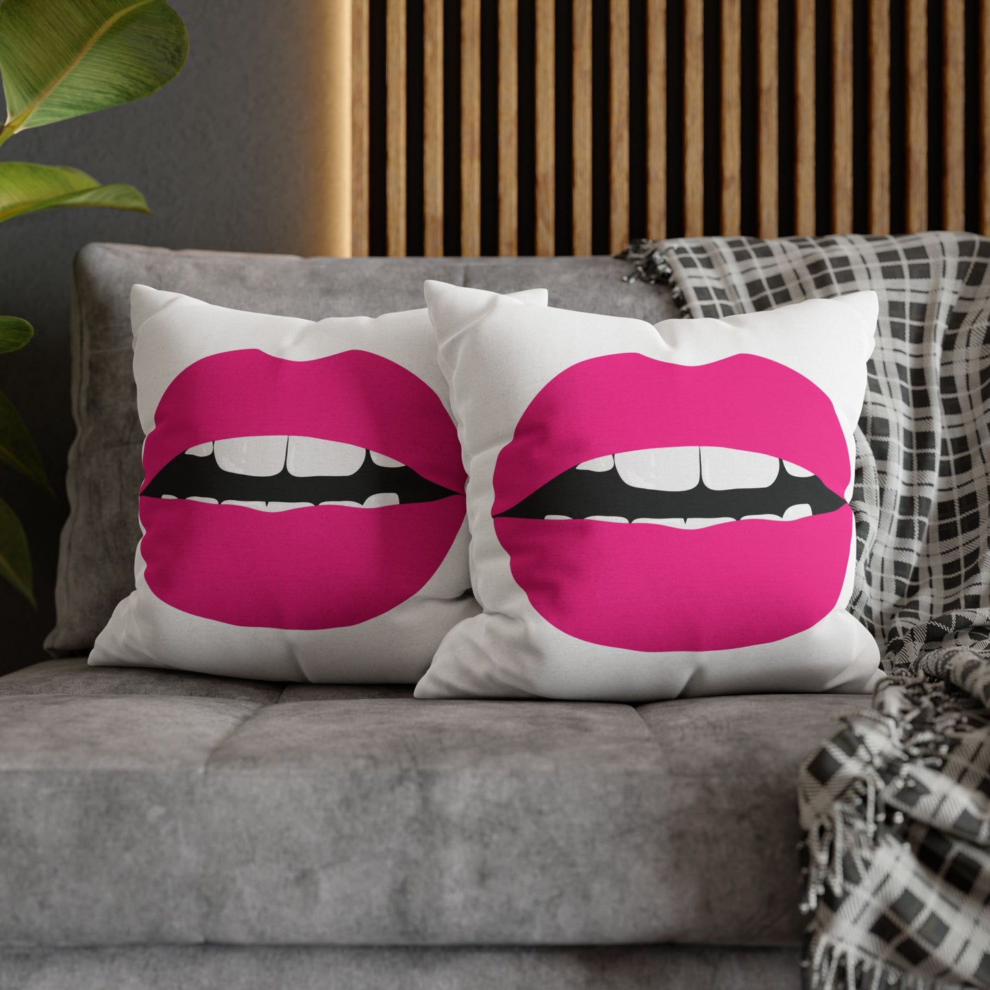 Bright Pink KISS Throw Pillow Cover