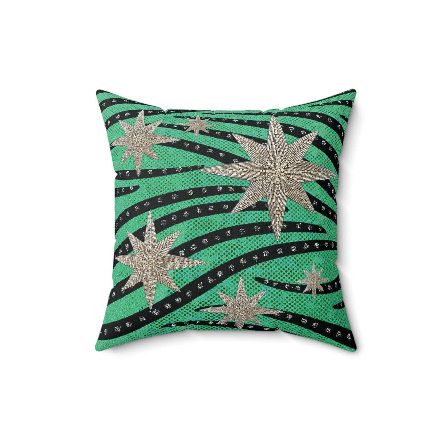 Space Rhinestone in Green 3D Pillow