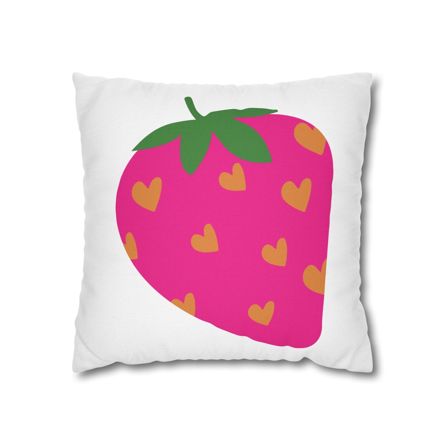 Pink Heart Strawberries Pillow Cover