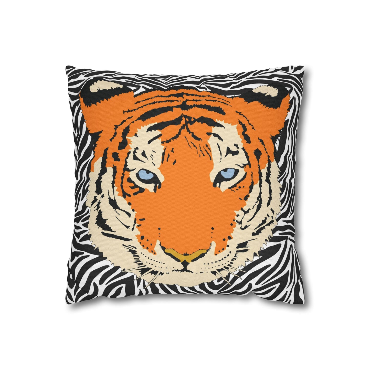 Tiger & Black Tiger Stripes Throw Pillow Cover