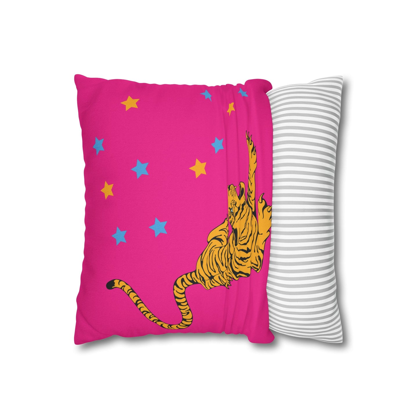 Hot Pink Tiger Star Night Pillow Cover