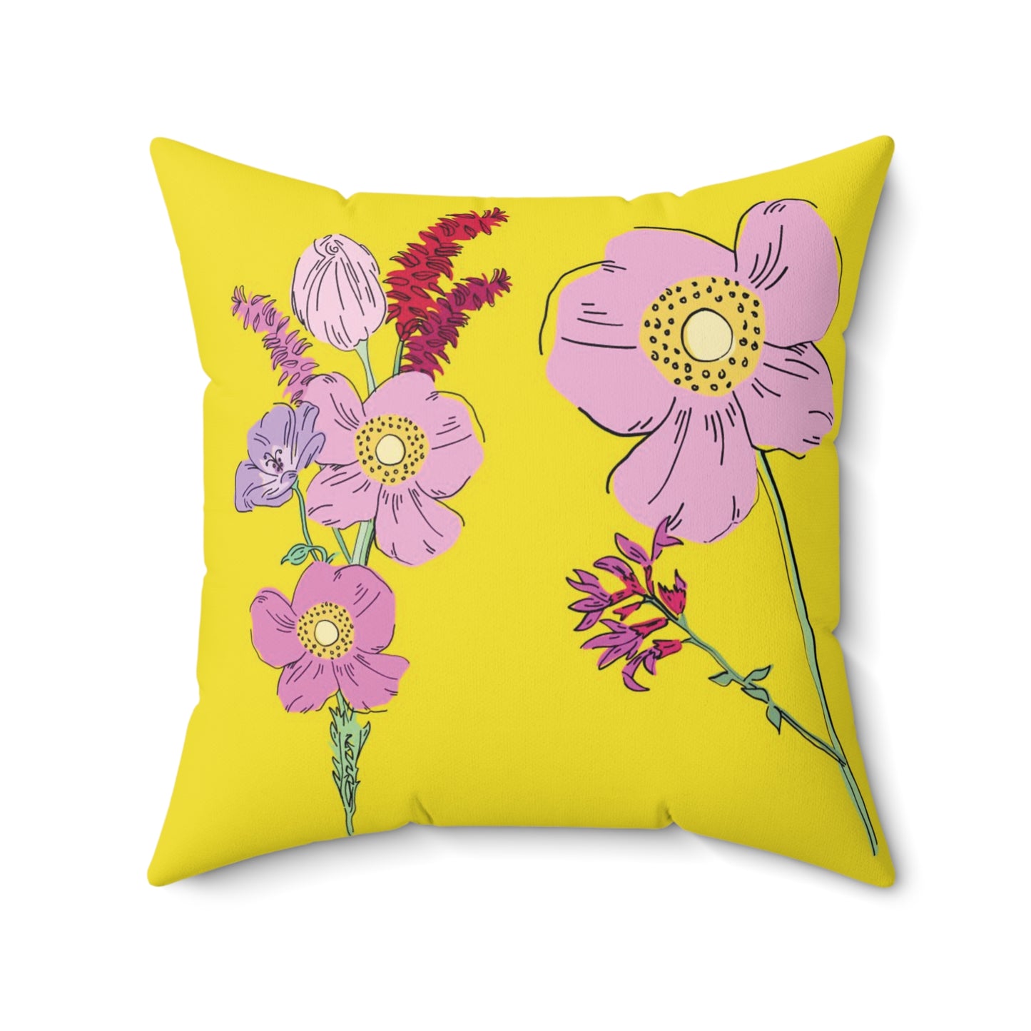 WIldflower in Sunshine Lilac Pillow