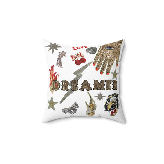 Dreamer White Sequins 3D Pillow