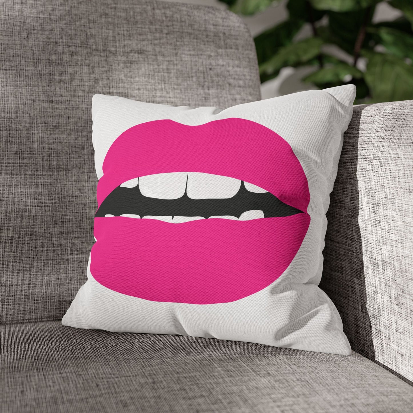 Bright Pink KISS Throw Pillow Cover