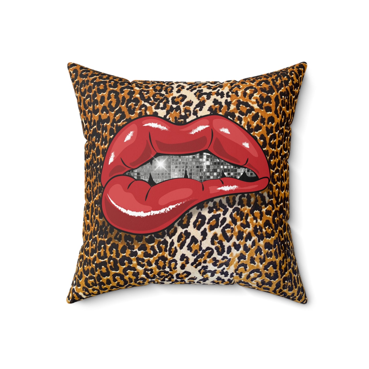 Disco Lips Leopard Pillow