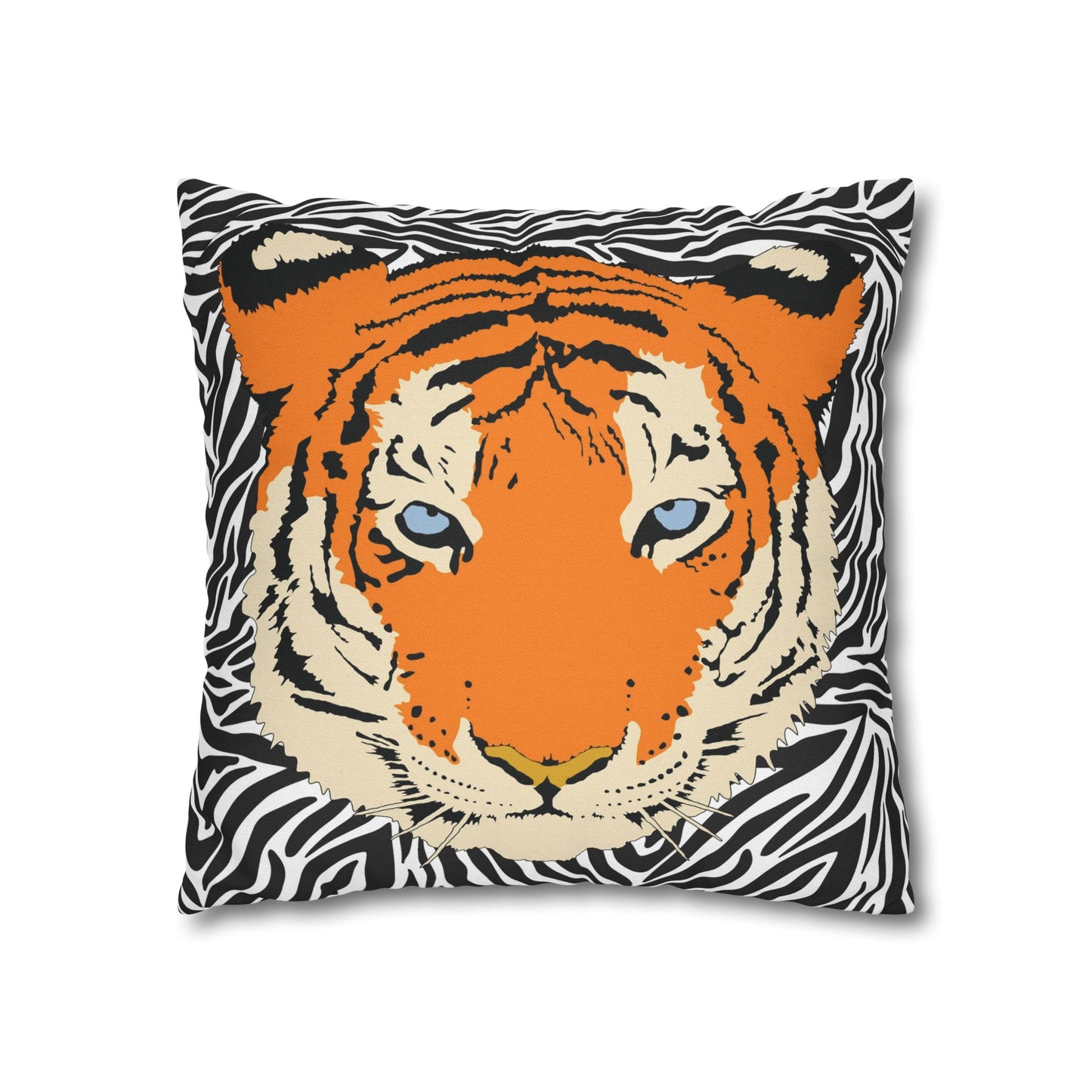 Tiger & Black Tiger Stripes Throw Pillow Cover