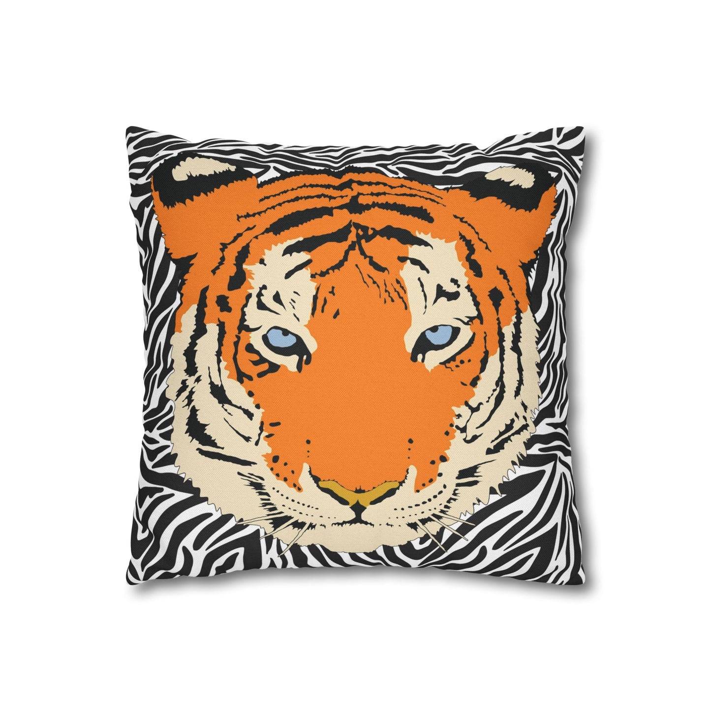 Tiger & Black Tiger Stripes Throw Pillow Cover