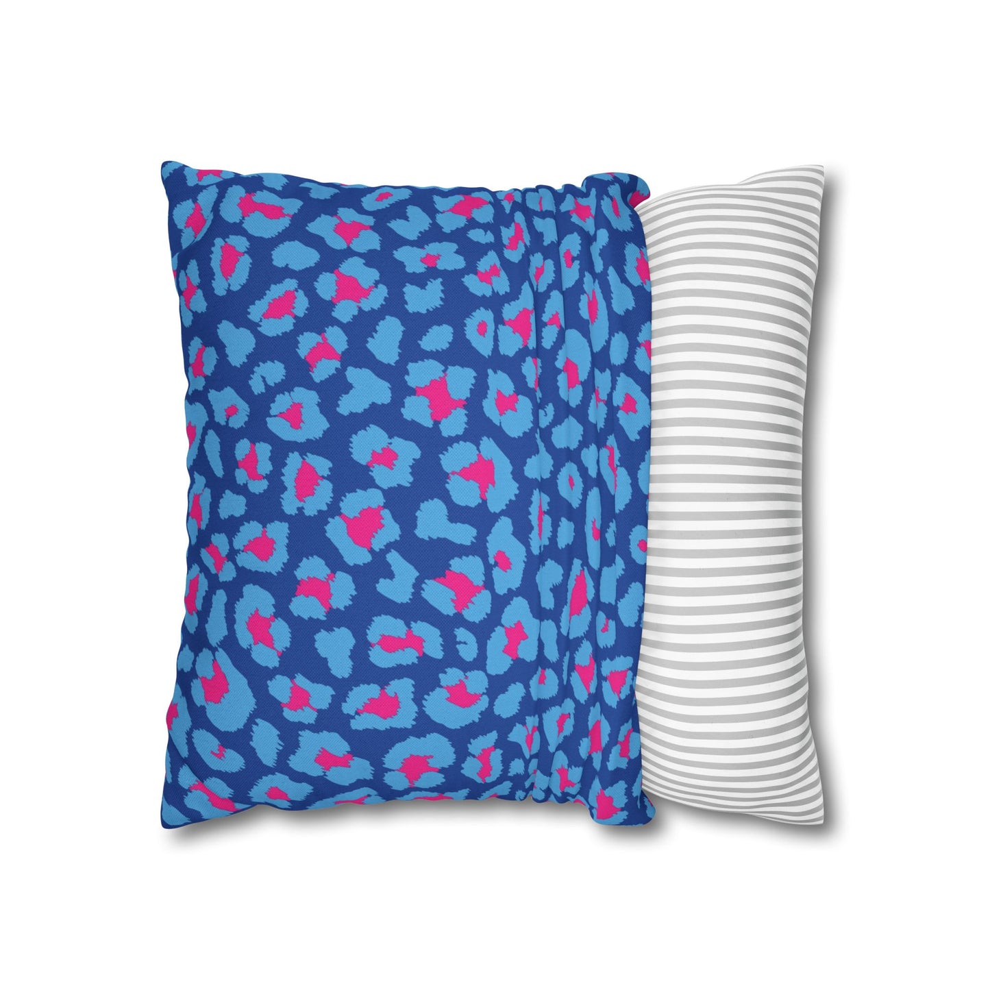 Blue's and Pink Leopard Print Pillow Cover