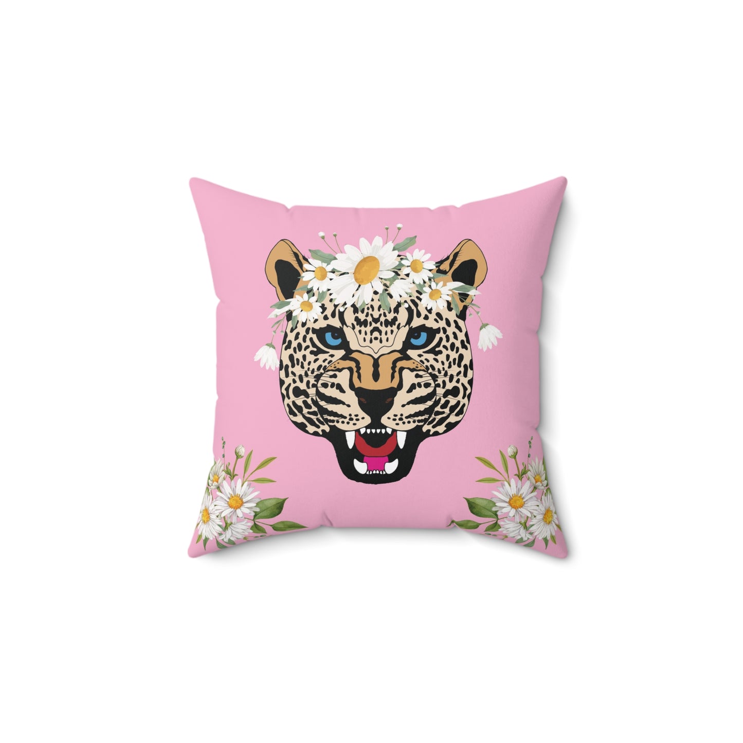 Daisy Roar Pink Checkered Pillow