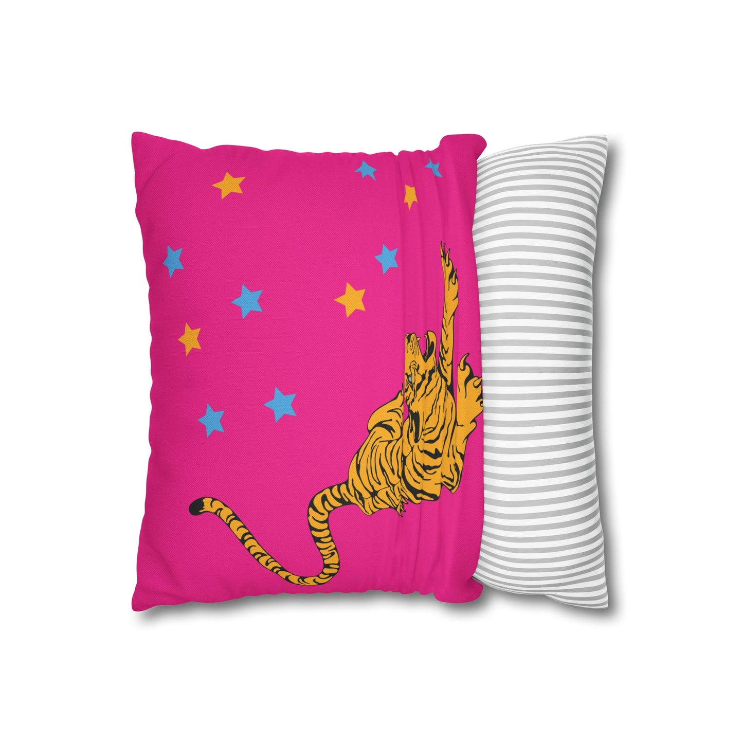 Hot Pink Tiger Star Night Pillow Cover