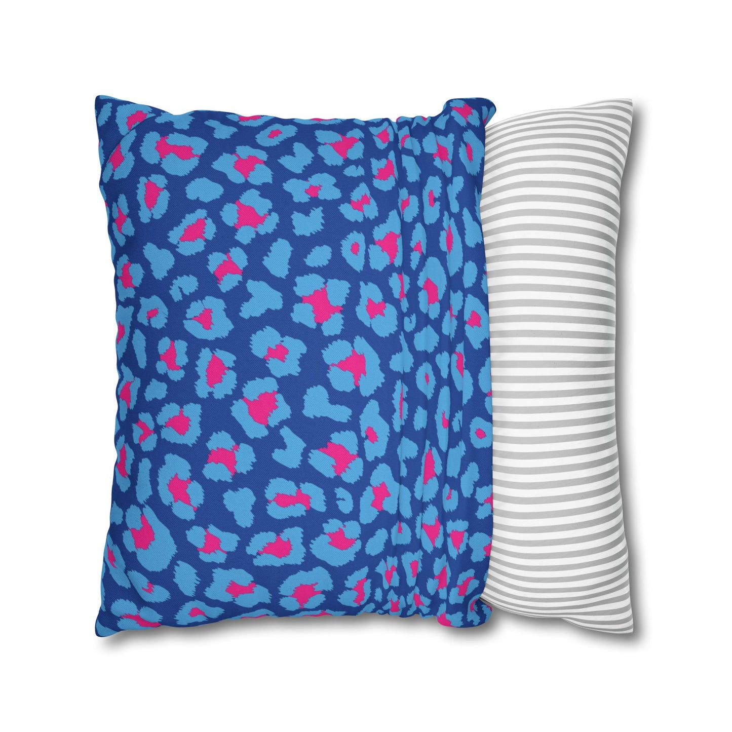 Blue's and Pink Leopard Print Pillow Cover