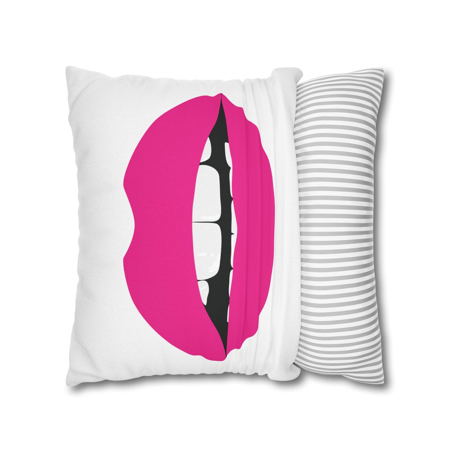 Bright Pink KISS Throw Pillow Cover