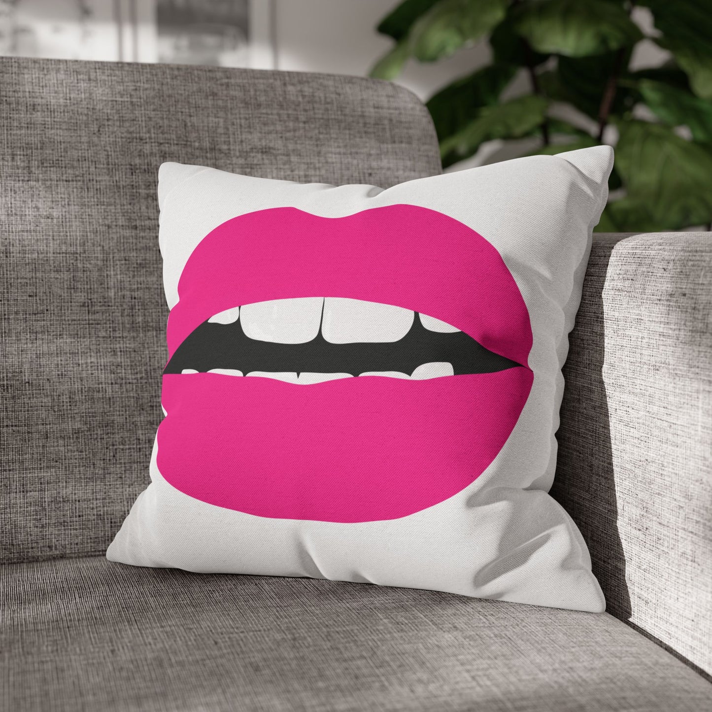 Bright Pink KISS Throw Pillow Cover