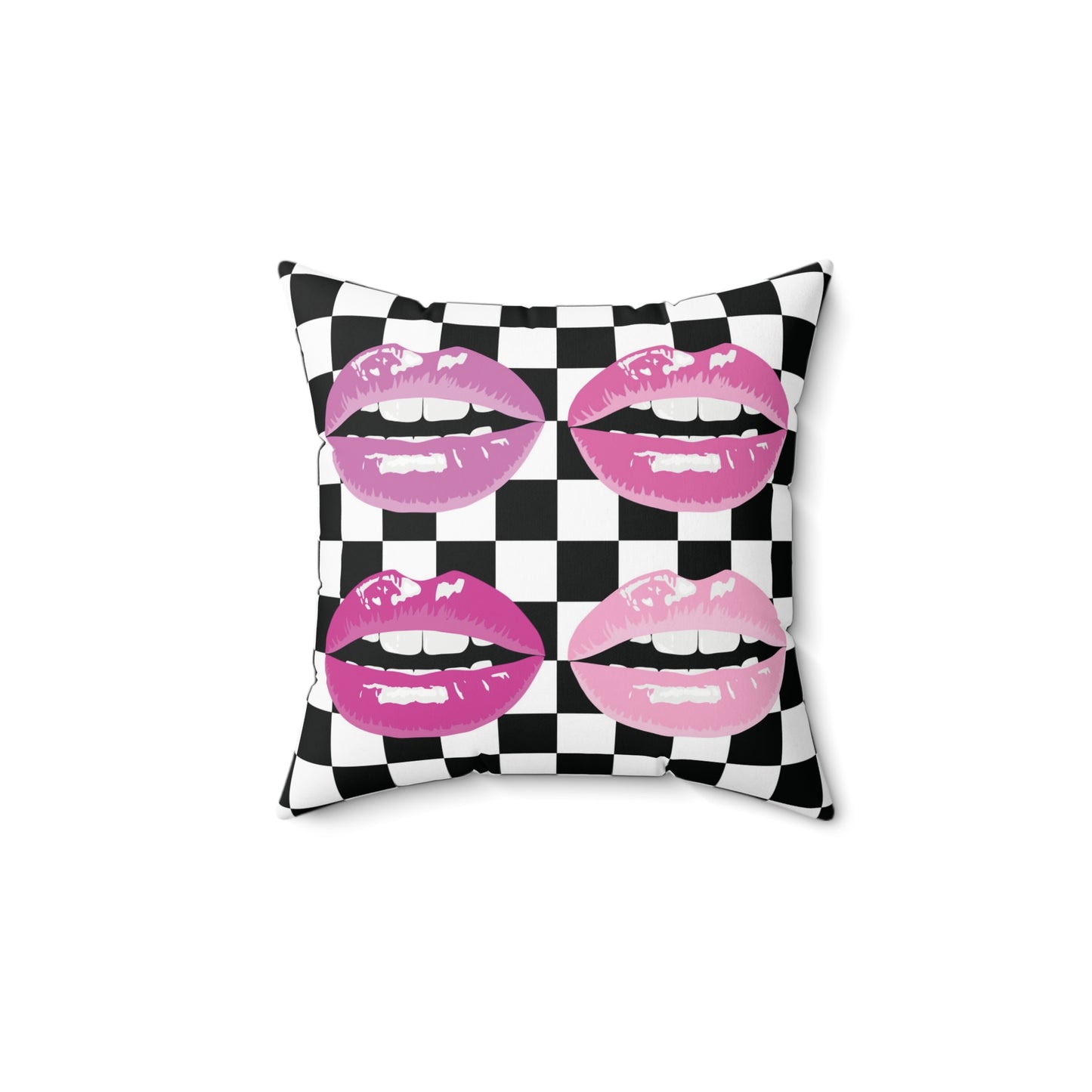 Pink Kiss Check Pillow