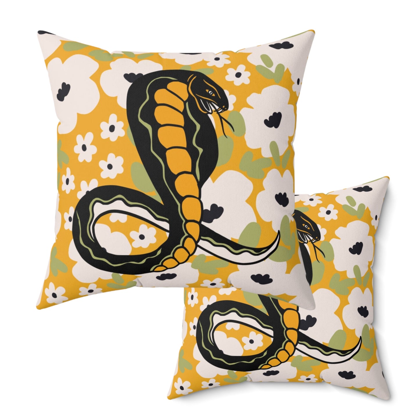 Yellow Floral Serpent Pillow