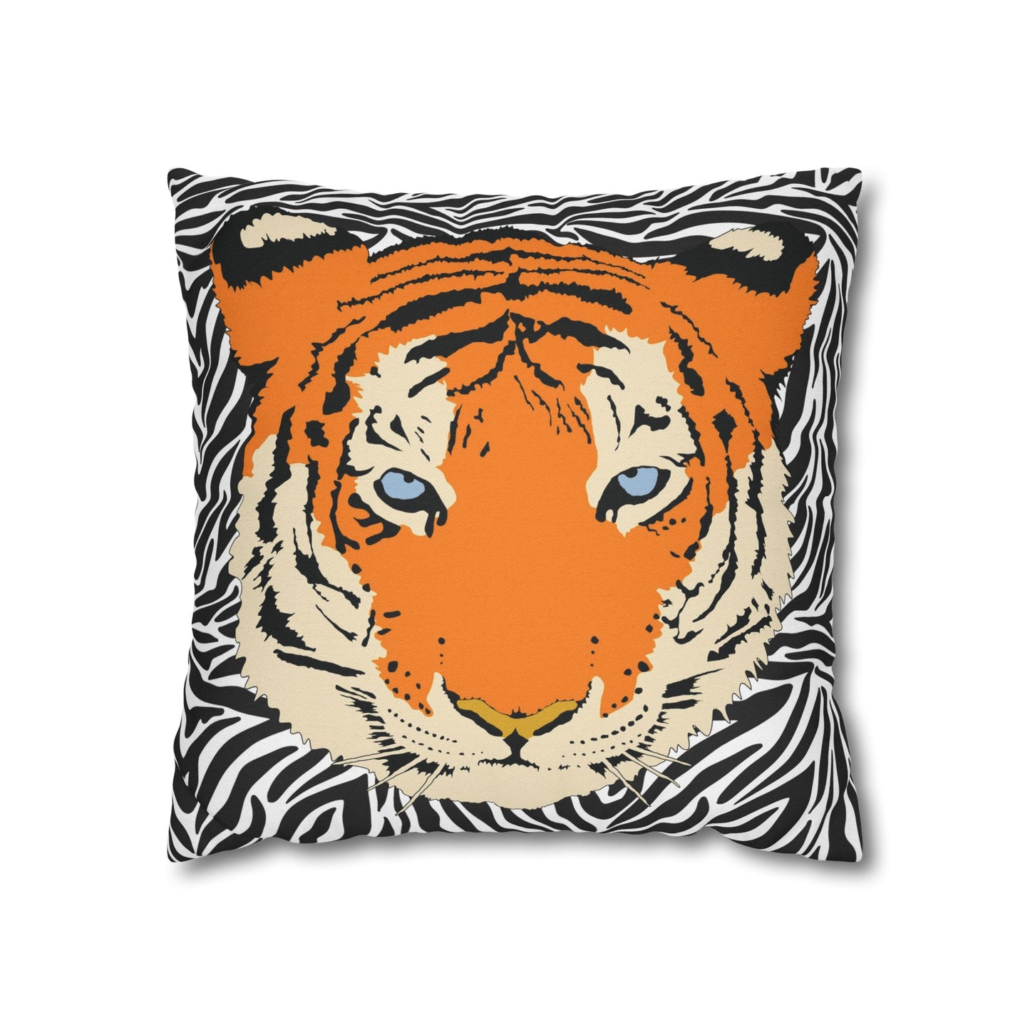 Tiger & Black Tiger Stripes Throw Pillow Cover