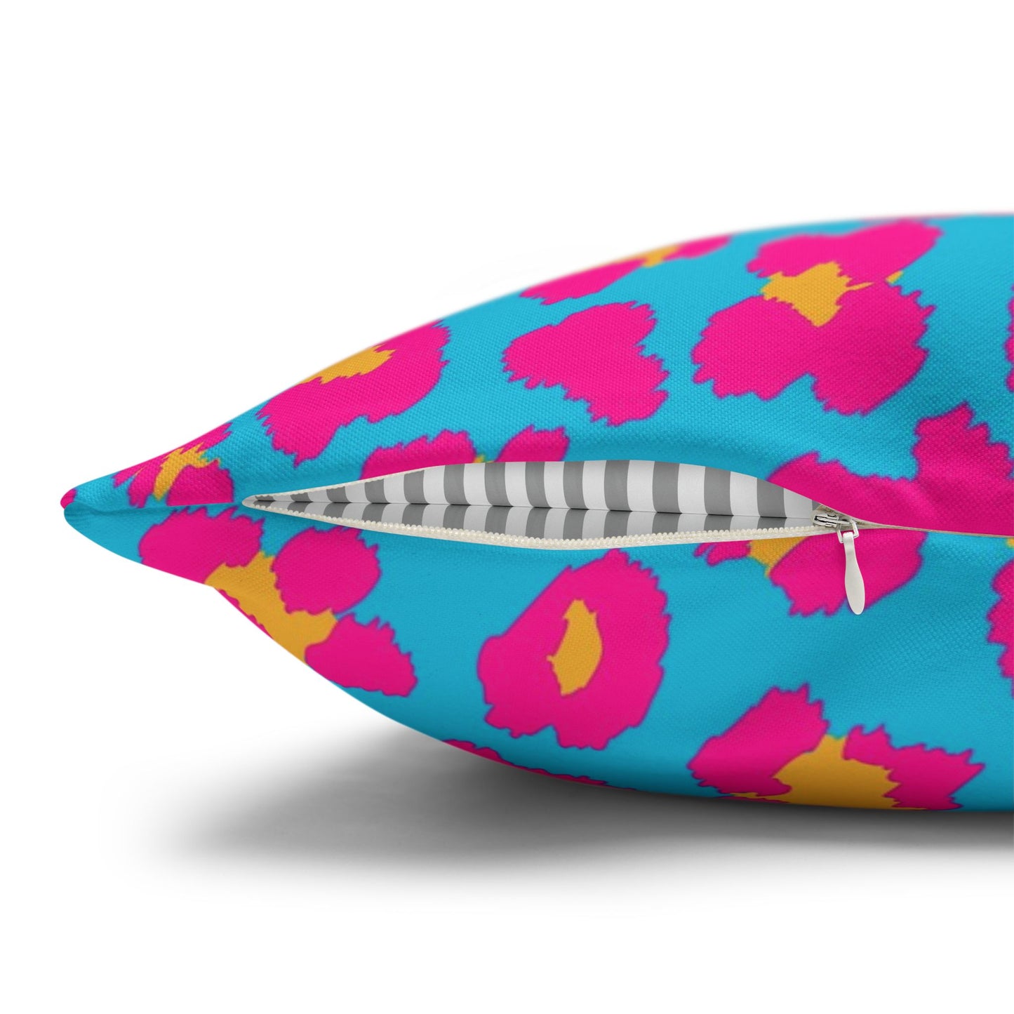 Blue & Hot Pink Leopard Print Pillow Cover