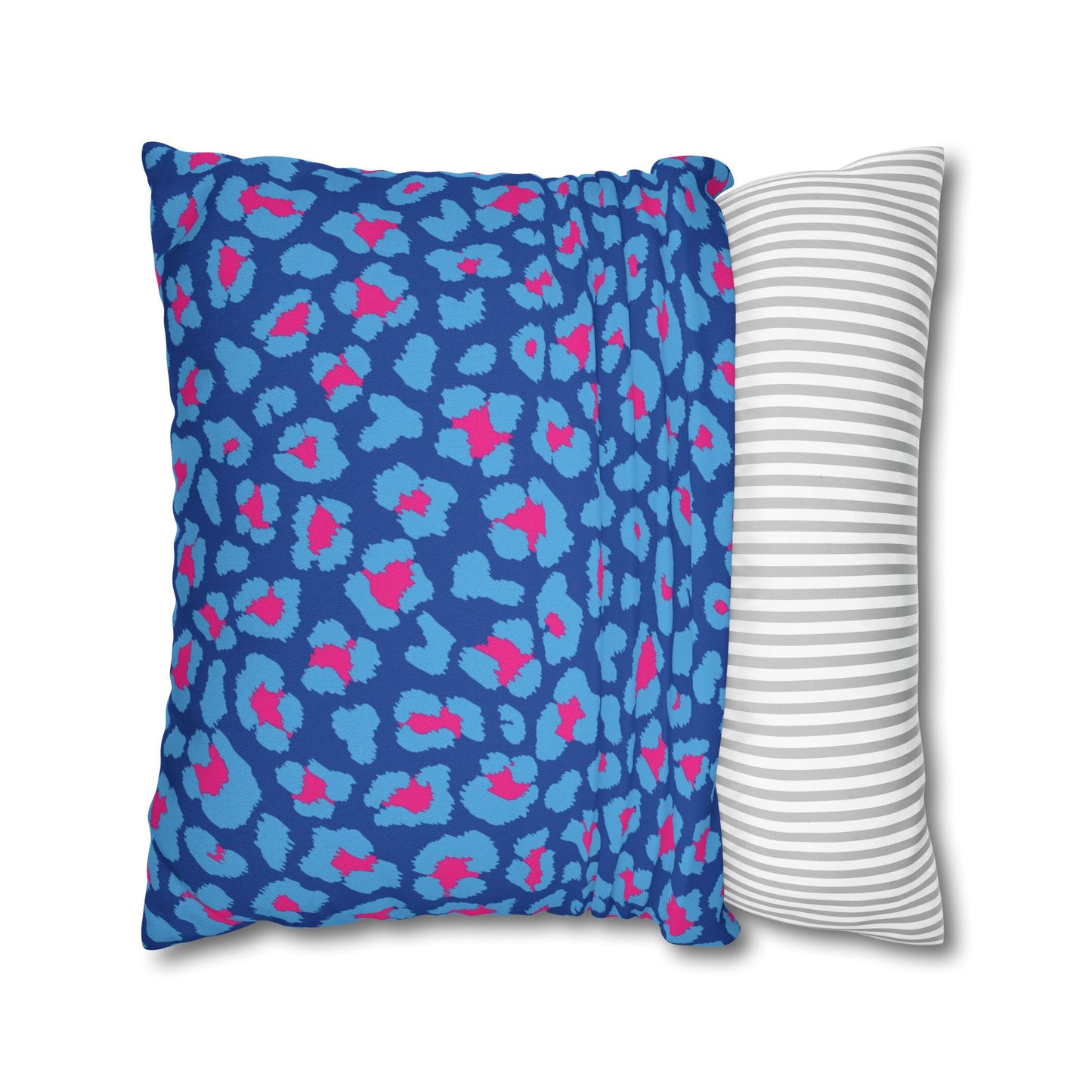 Blue's and Pink Leopard Print Pillow Cover