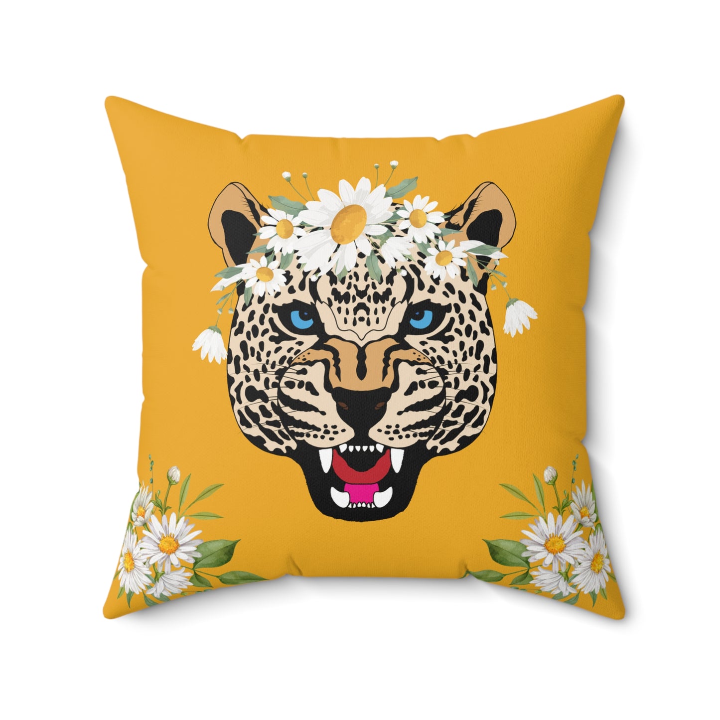 Daisy Roar Yellow Checkered Pillow