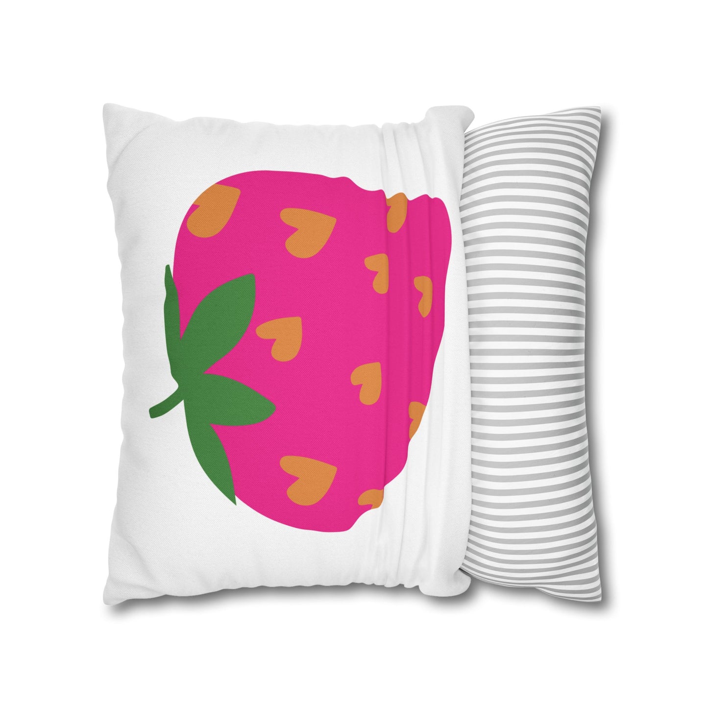 Pink Heart Strawberries Pillow Cover