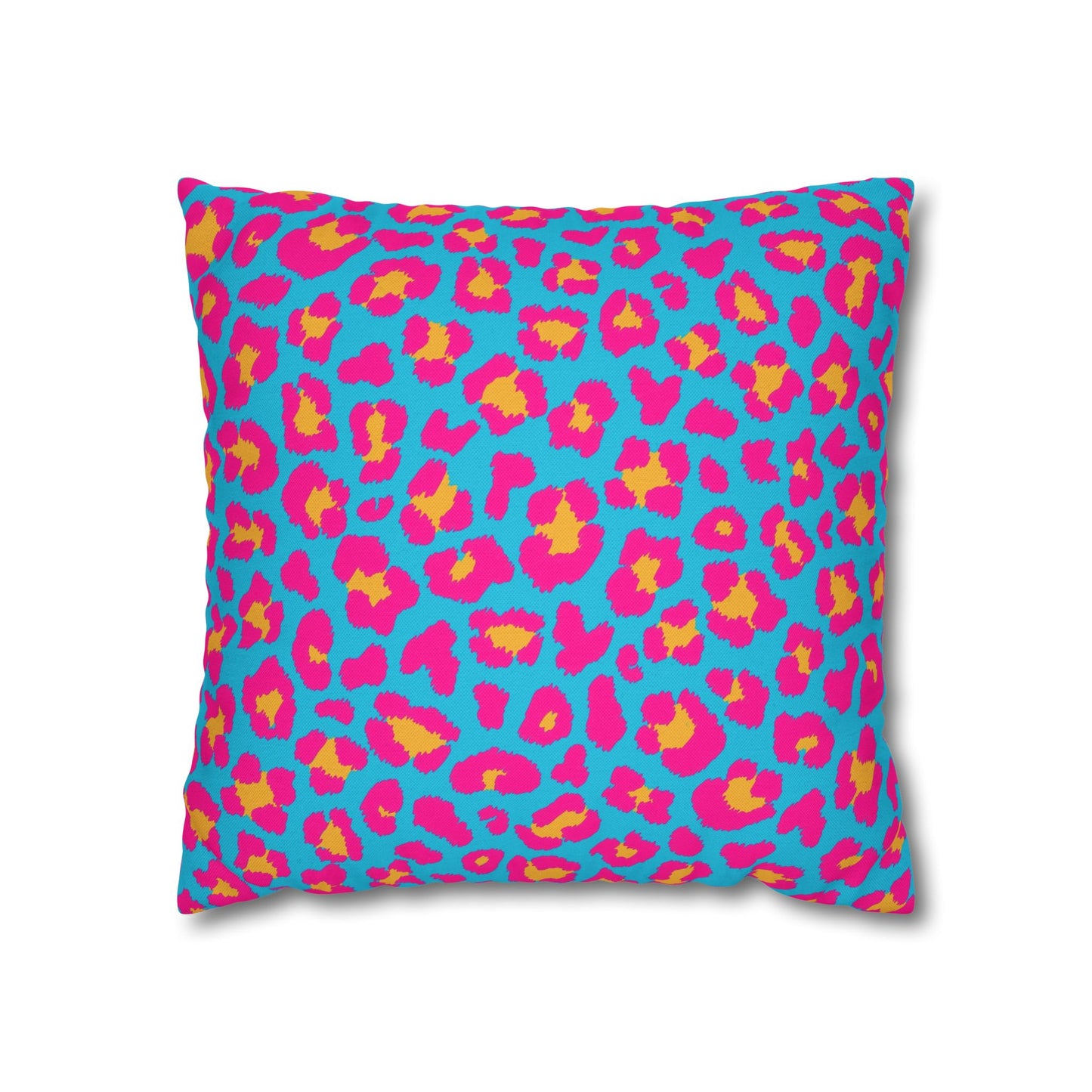 Blue & Hot Pink Leopard Print Pillow Cover