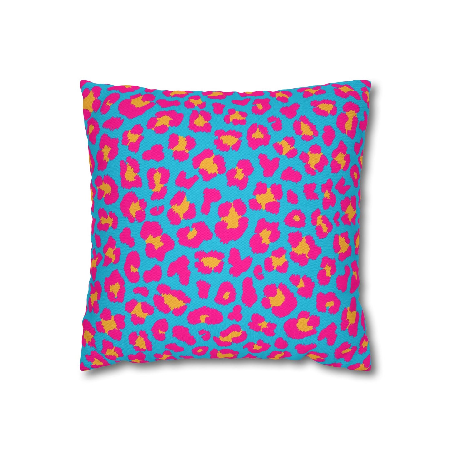 Blue & Hot Pink Leopard Print Pillow Cover