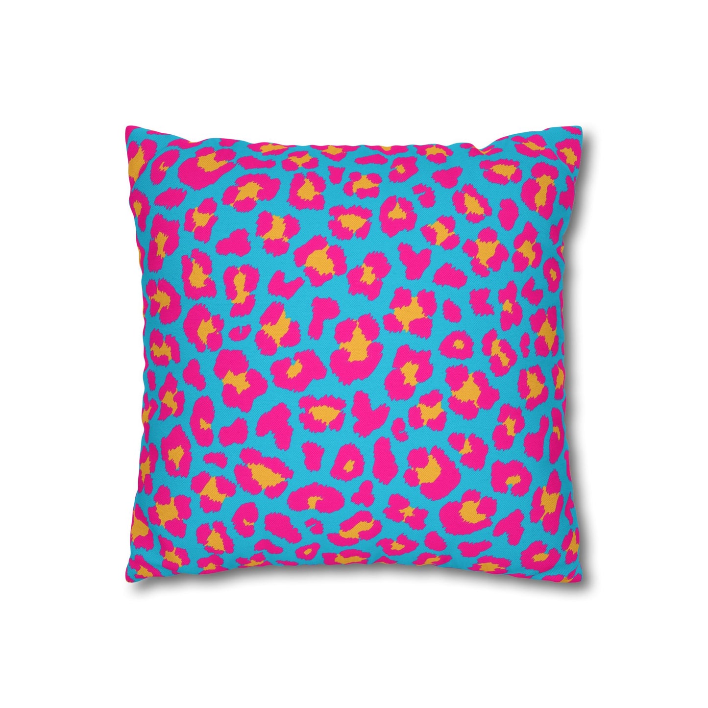 Blue & Hot Pink Leopard Print Pillow Cover