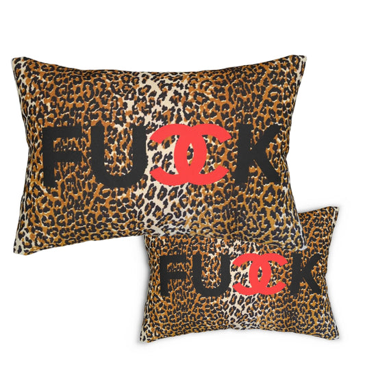 Red FUCK Leopard Pillow