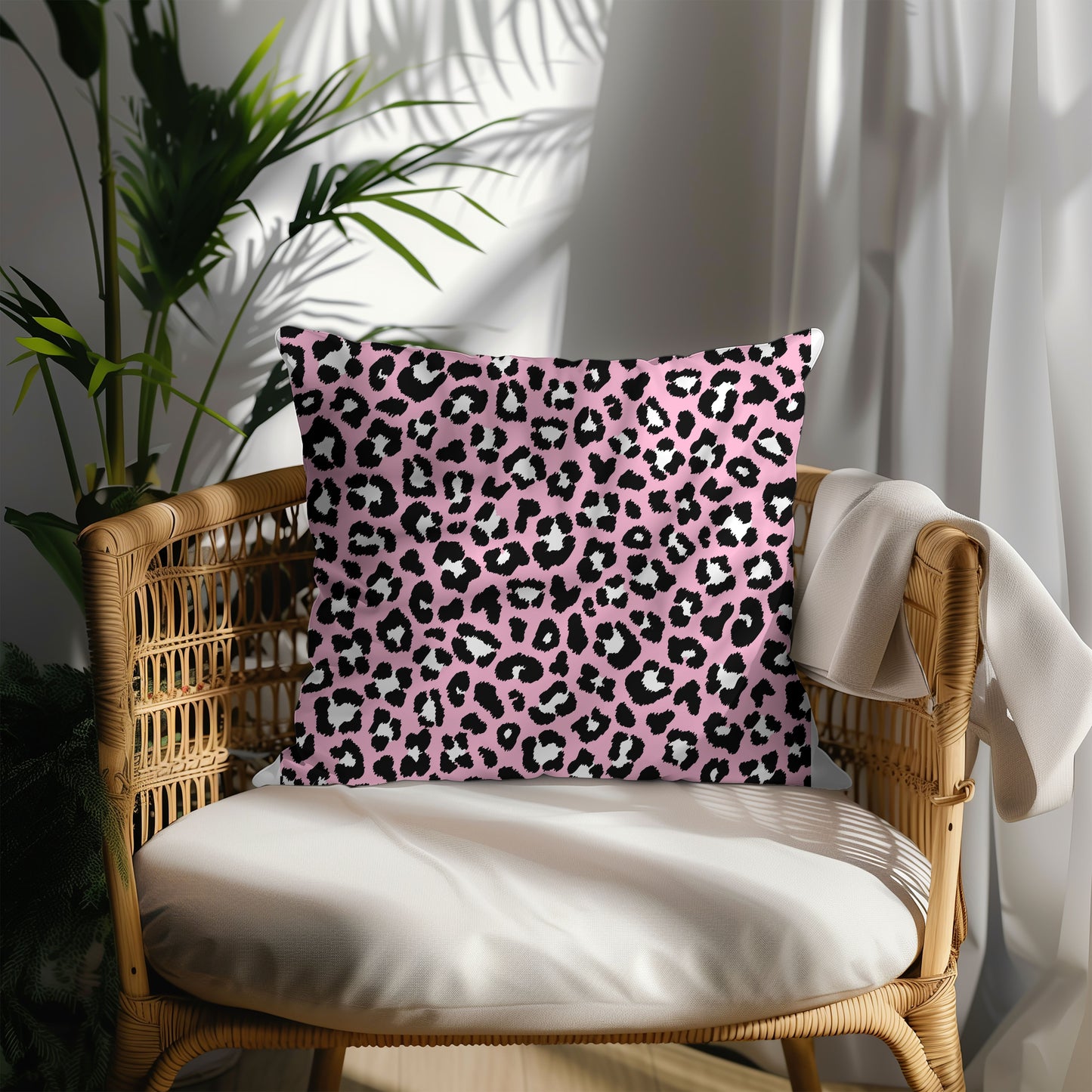 Double Sided Pink Leopard Check Pillows