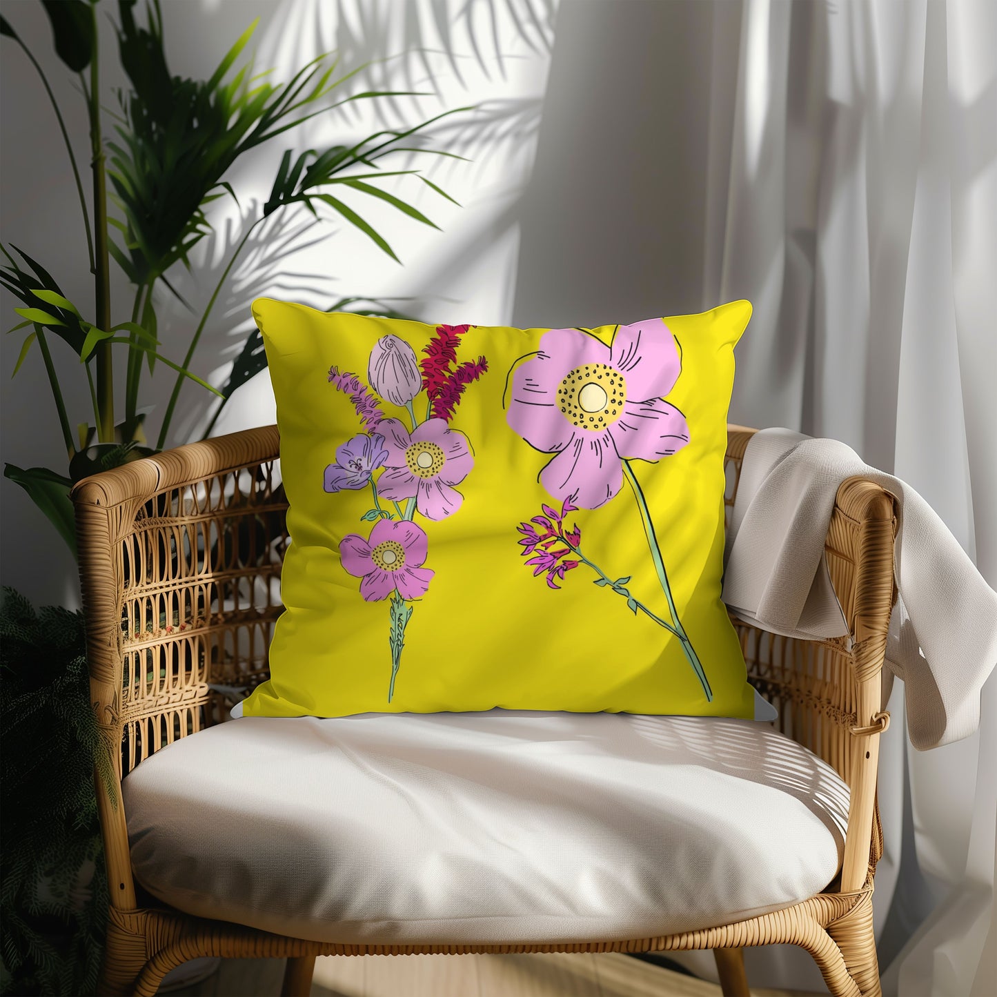 WIldflower in Sunshine Lilac Pillow