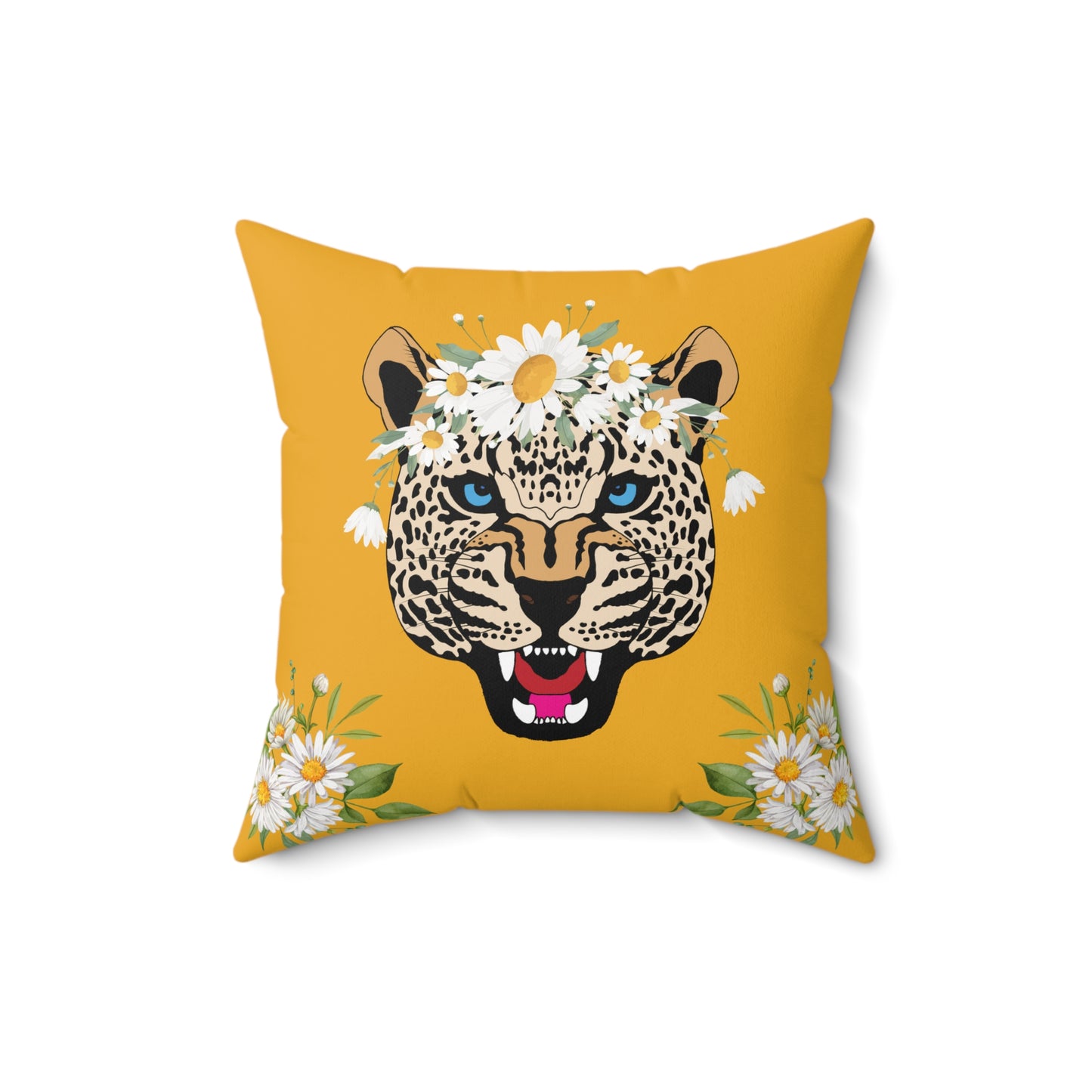 Daisy Roar Yellow Checkered Pillow