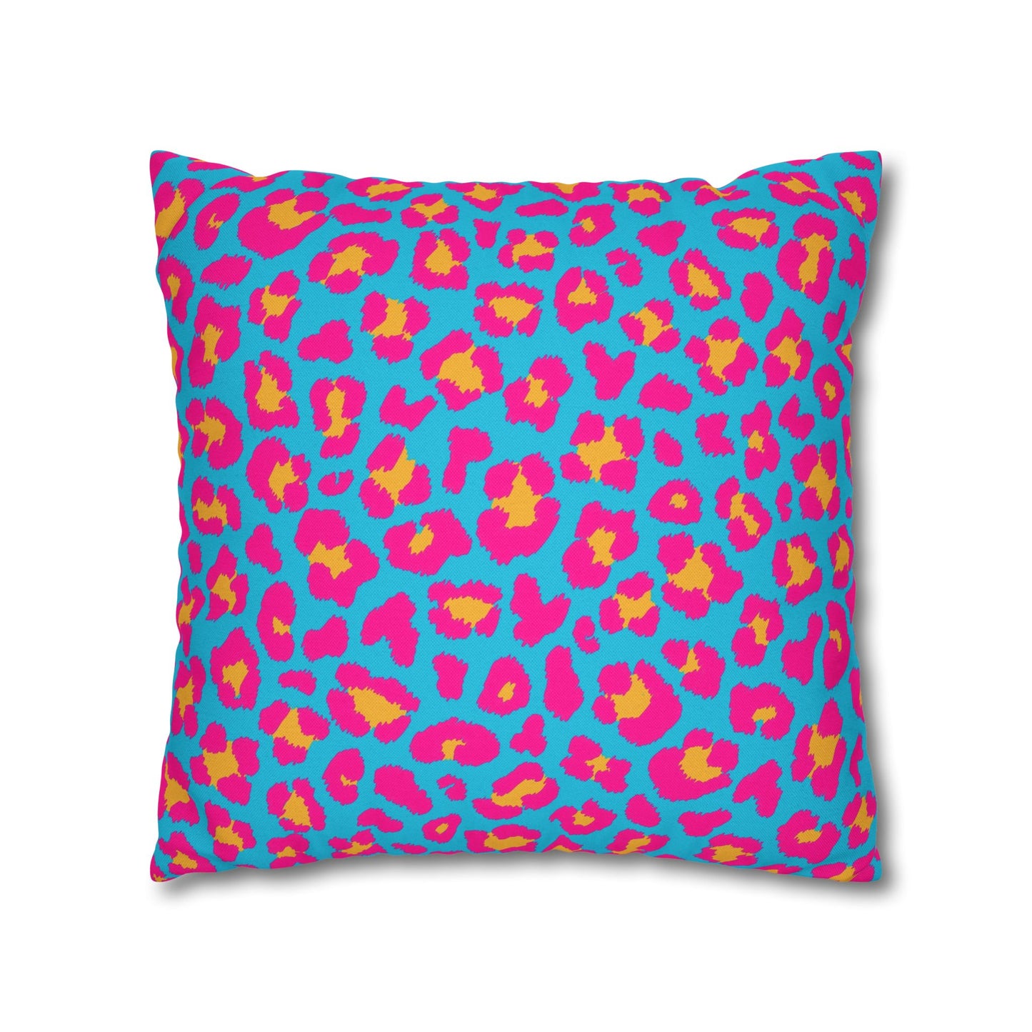 Blue & Hot Pink Leopard Print Pillow Cover