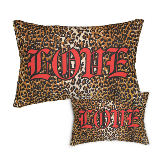 Red Gothic LOVE Lumbar Leopard Pillow