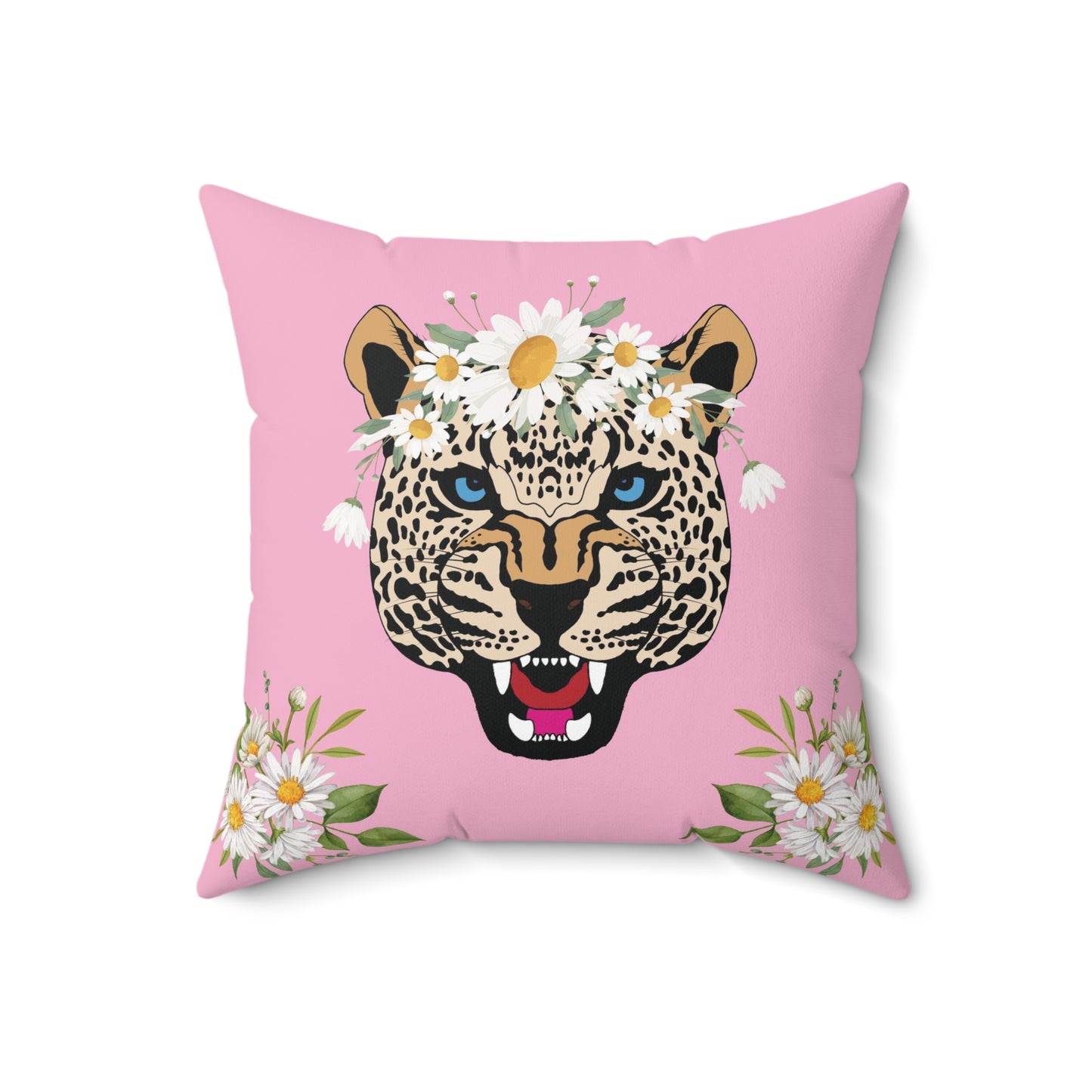 Daisy Roar Pink Checkered Pillow