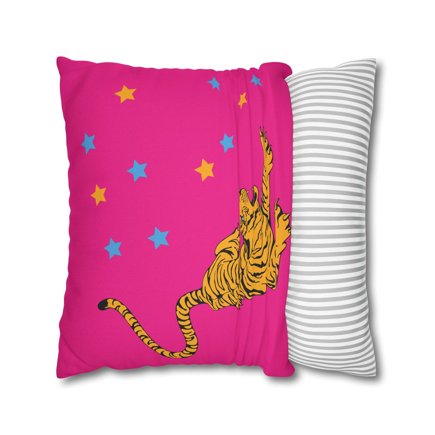 Hot Pink Tiger Star Night Pillow Cover